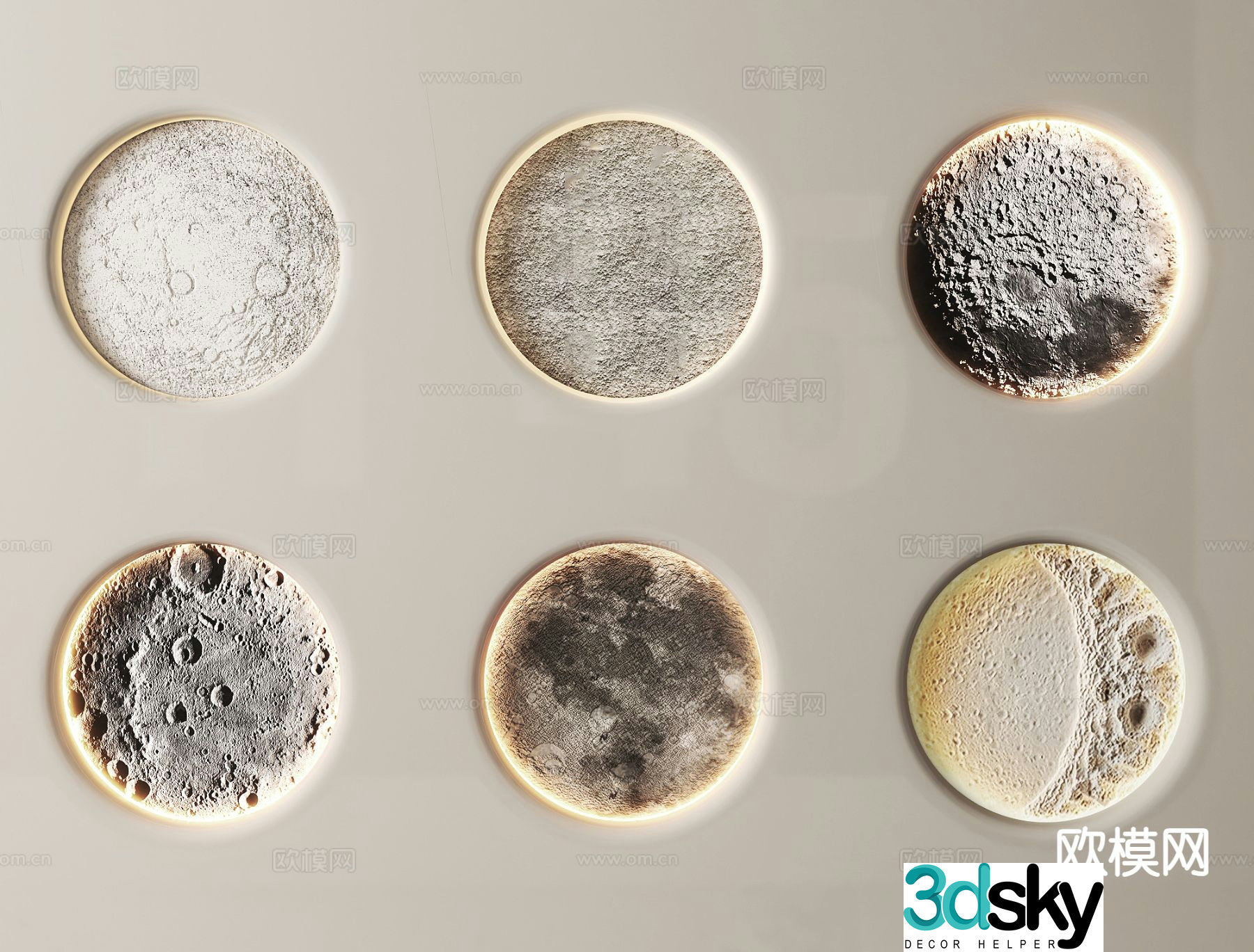 Moon wall lamp planet decorative lamp bedside lamp plaster lamp 3d model