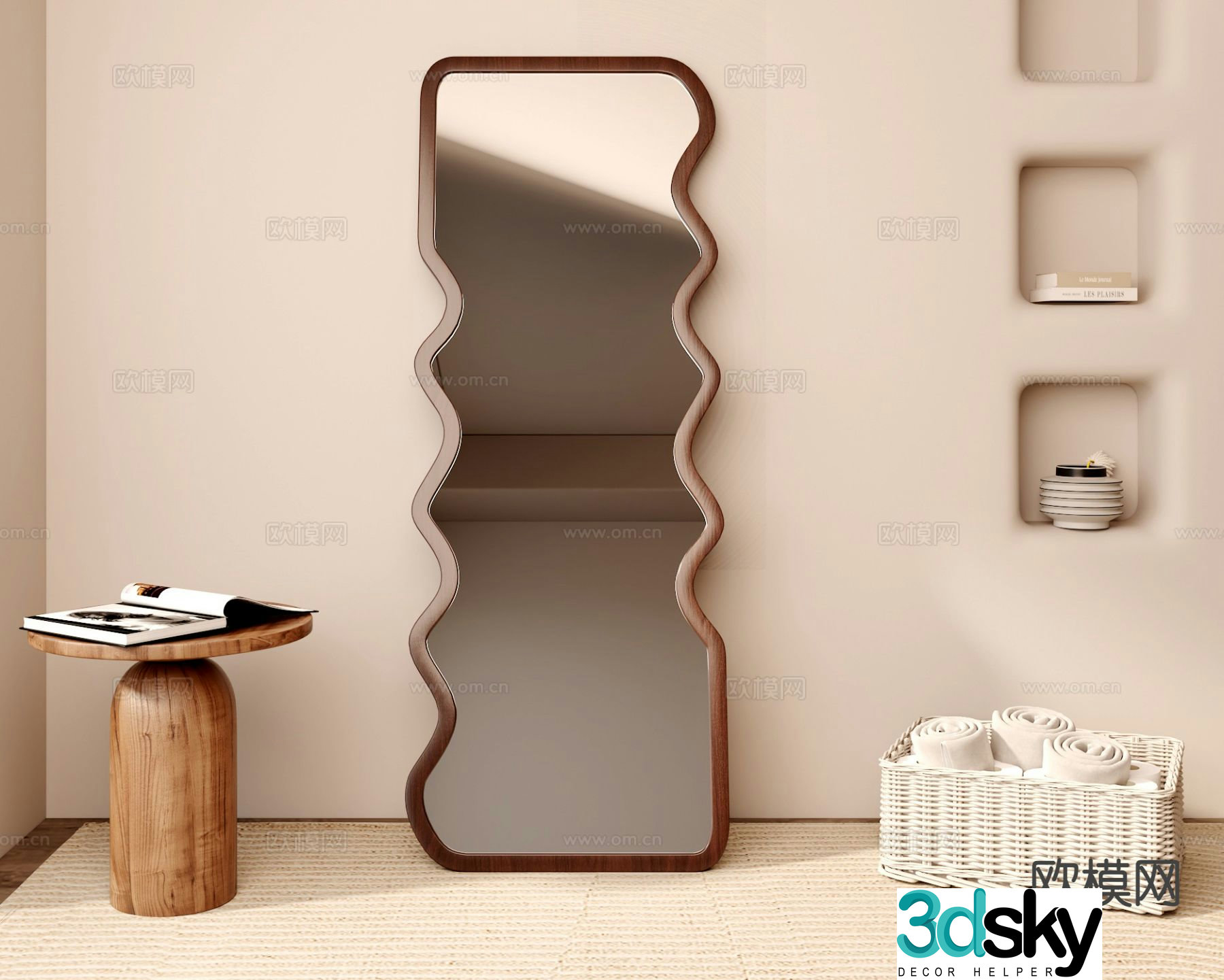 Special-shaped mirror full-length mirror floor mirror 3D model