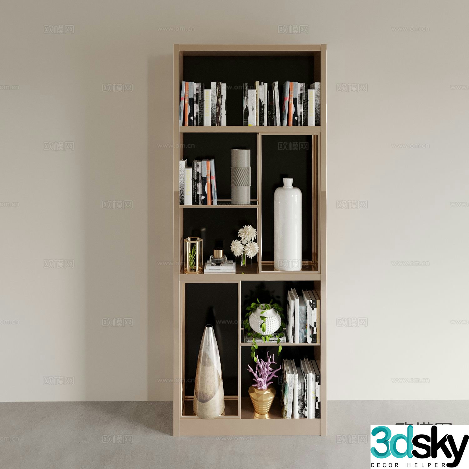 Modern bookcase bookshelf 3d model