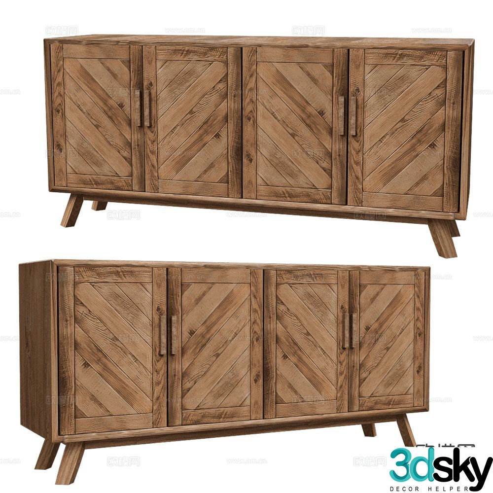 Bemondi log style entrance cabinet side cabinet 3D model