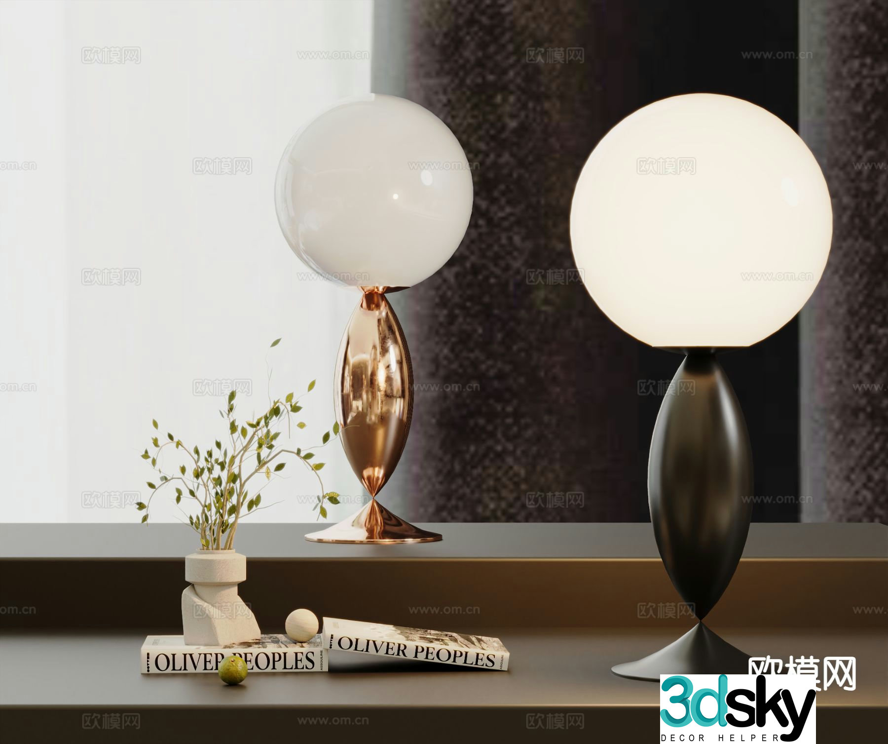 Minimalist desk lamp glass desk lamp 3d model