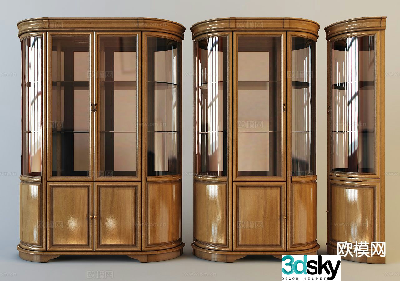 American light luxury wine cabinet 3D model