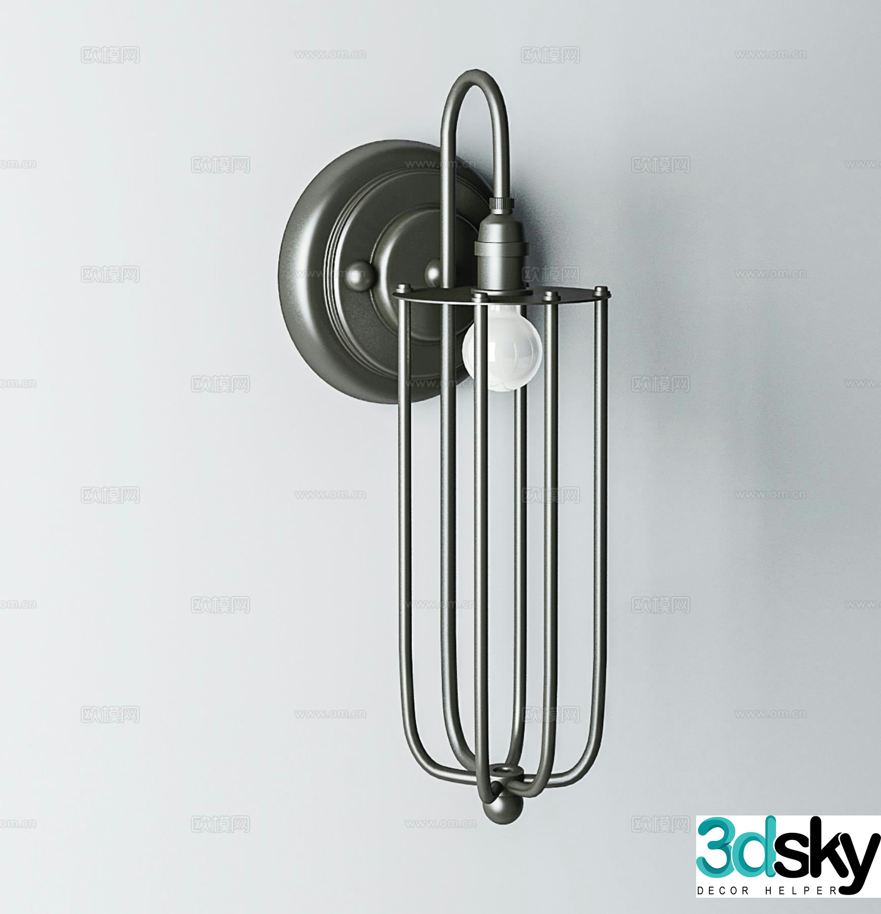 Industrial style wall lamp 3d model