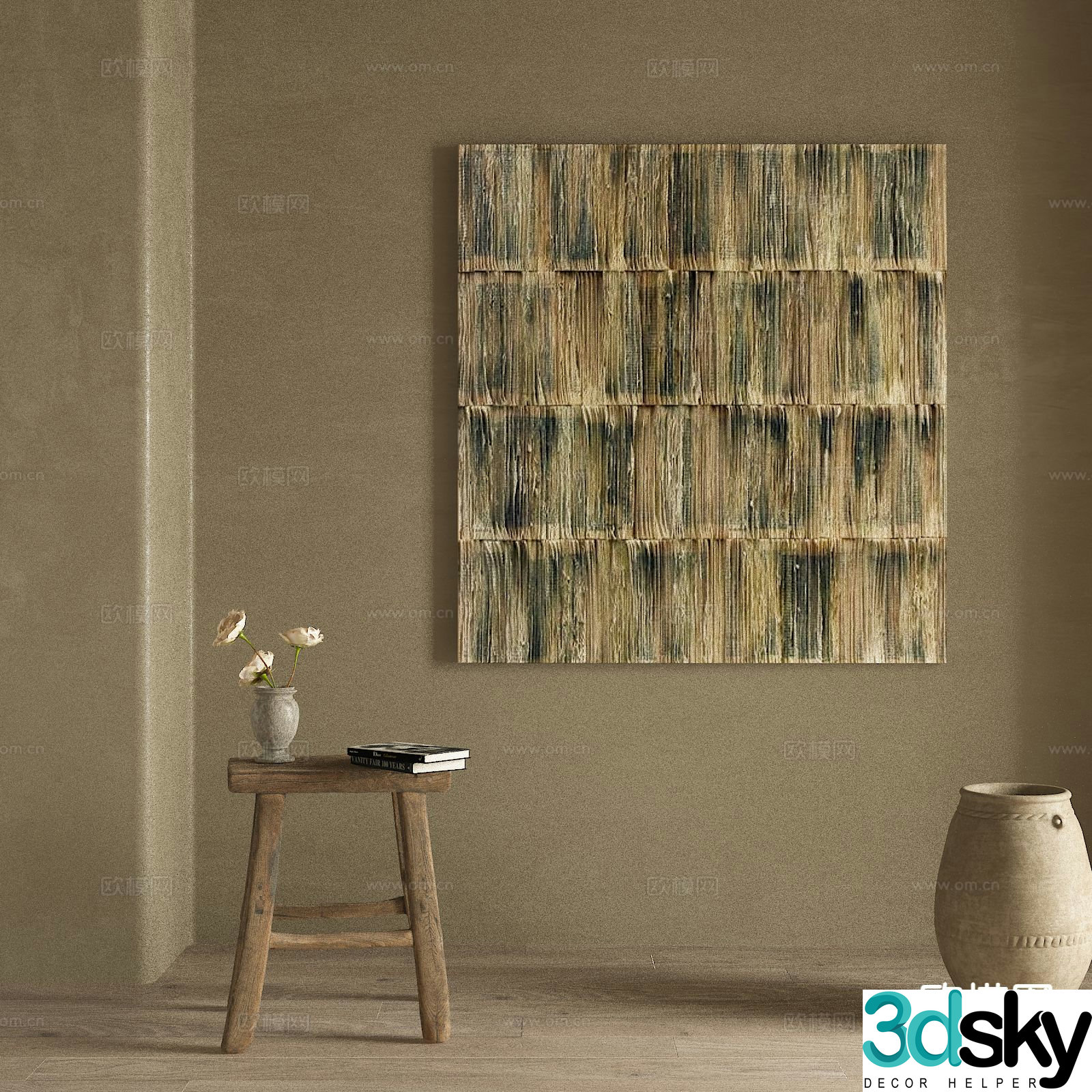 Wabi-sabi painting art painting hanging painting decorative painting 3d model