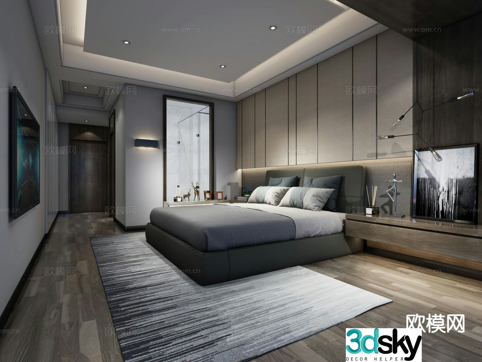 Modern bedroom master bedroom 3d model