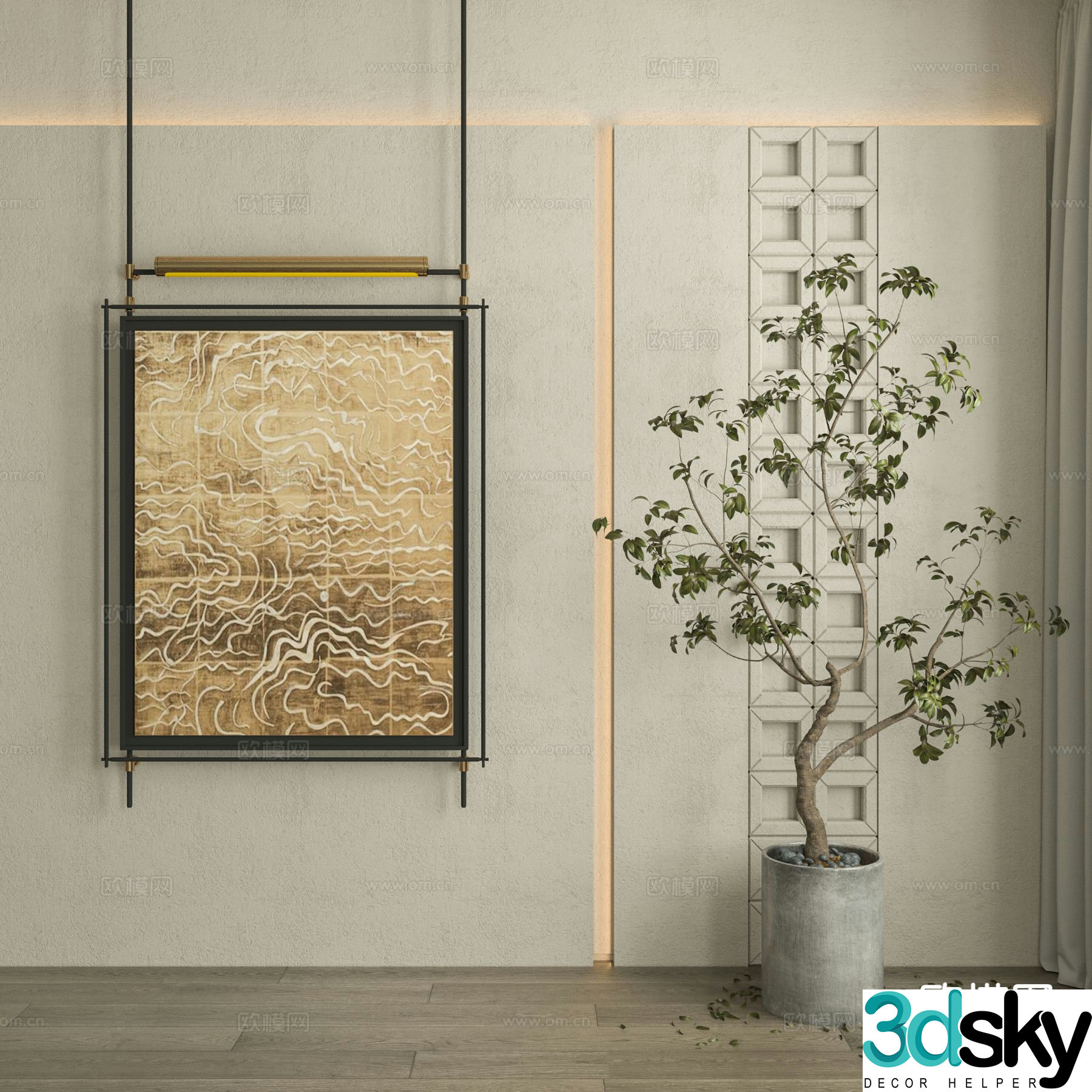 Wabi-sabi art painting texture painting decorative painting 3d model