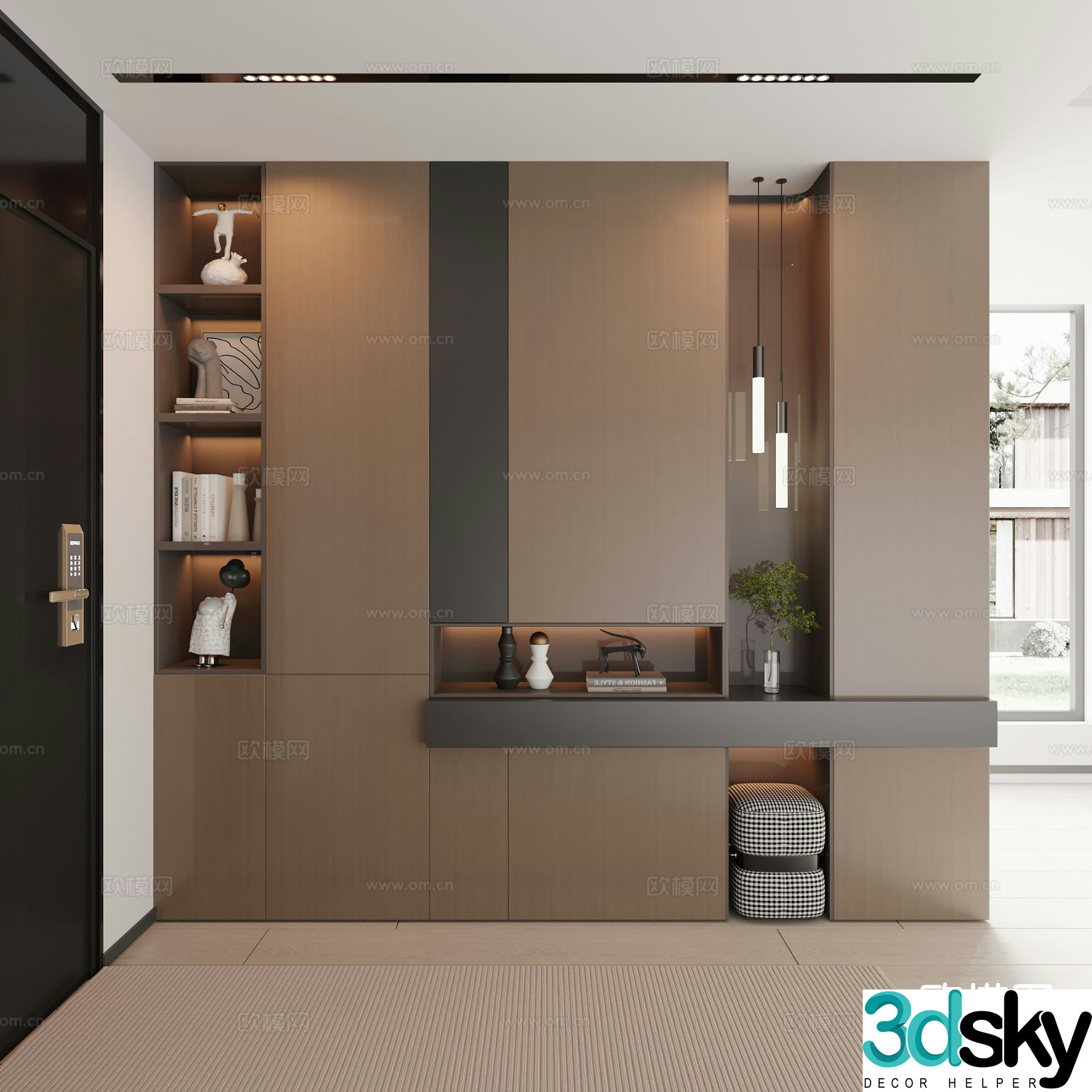 Italian shoe cabinet entrance cabinet 3d model