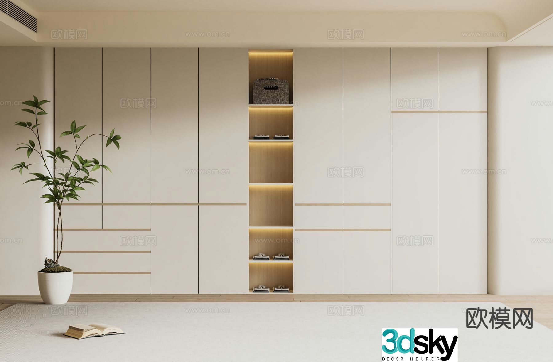 Cream style wardrobe wardrobe 3d model