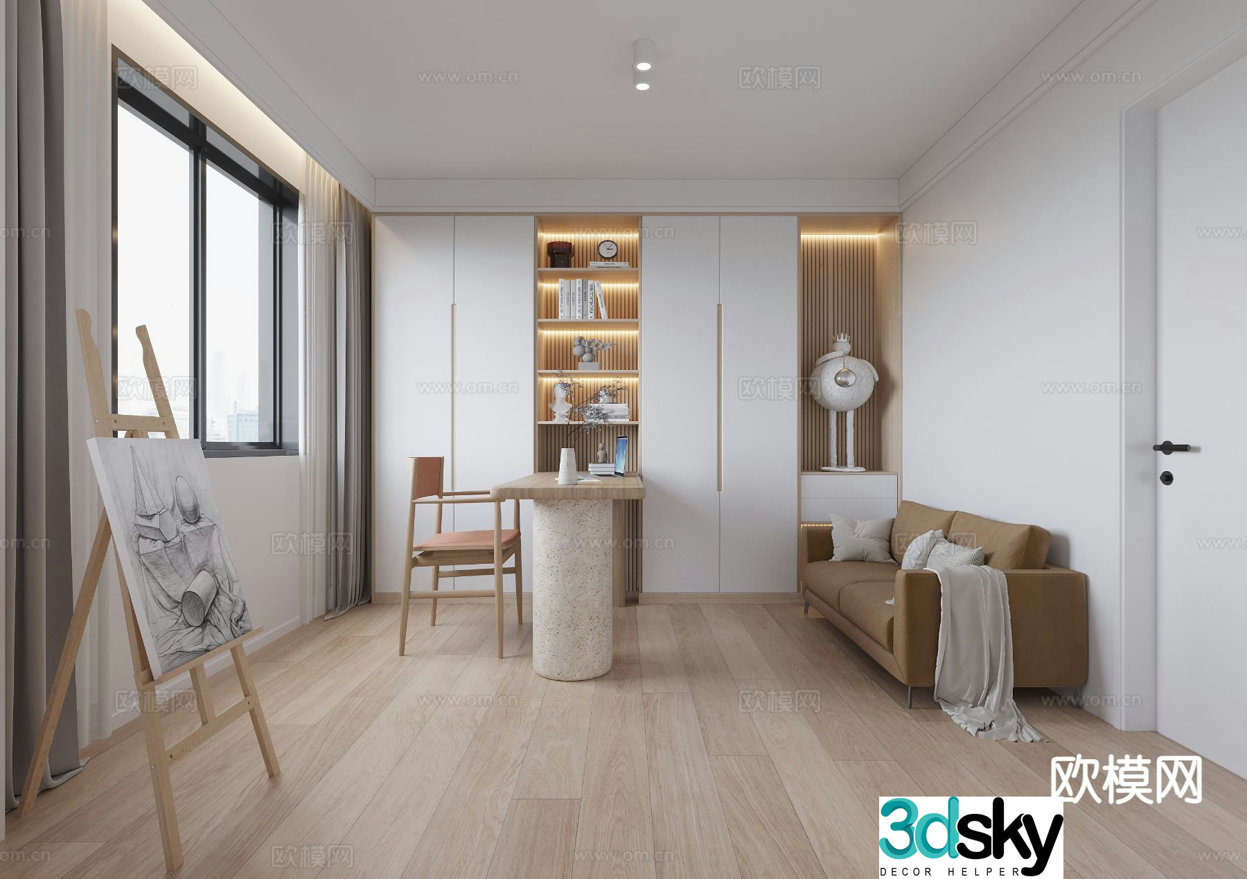 Modern study room 3d model