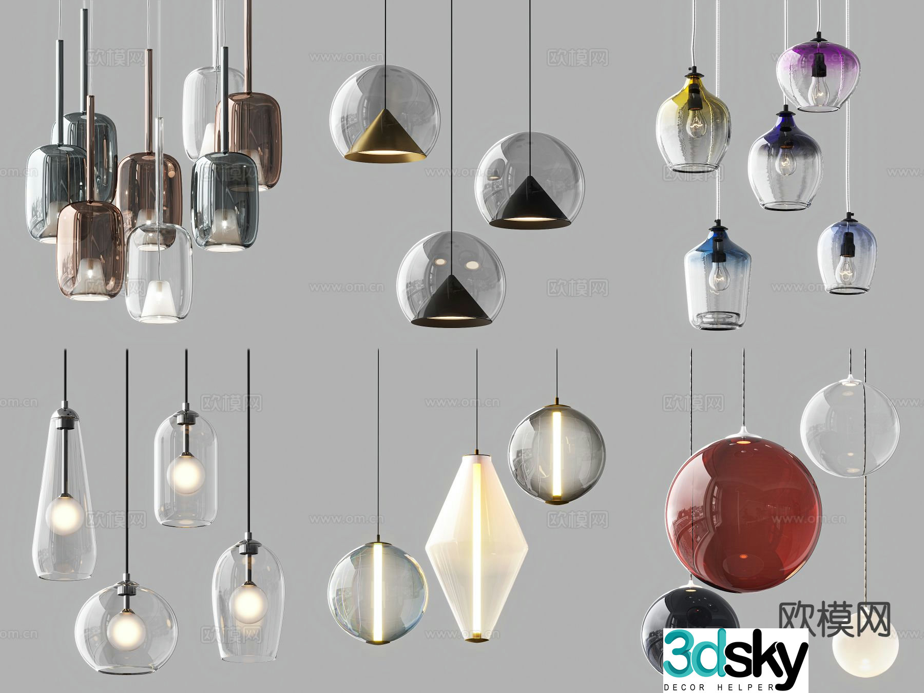 Modern glass chandelier dining room chandelier 3d model