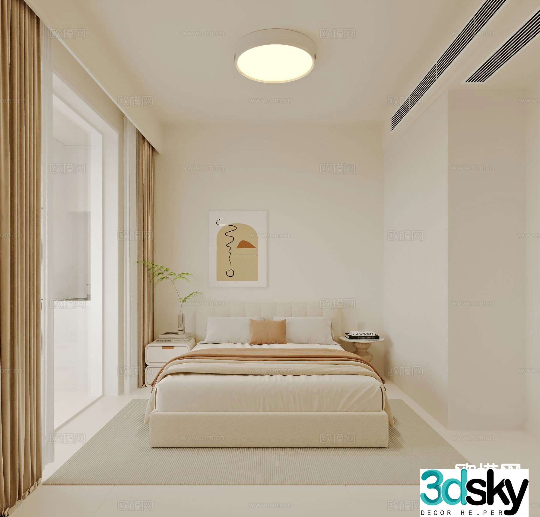 Cream style bedroom master bedroom 3d model