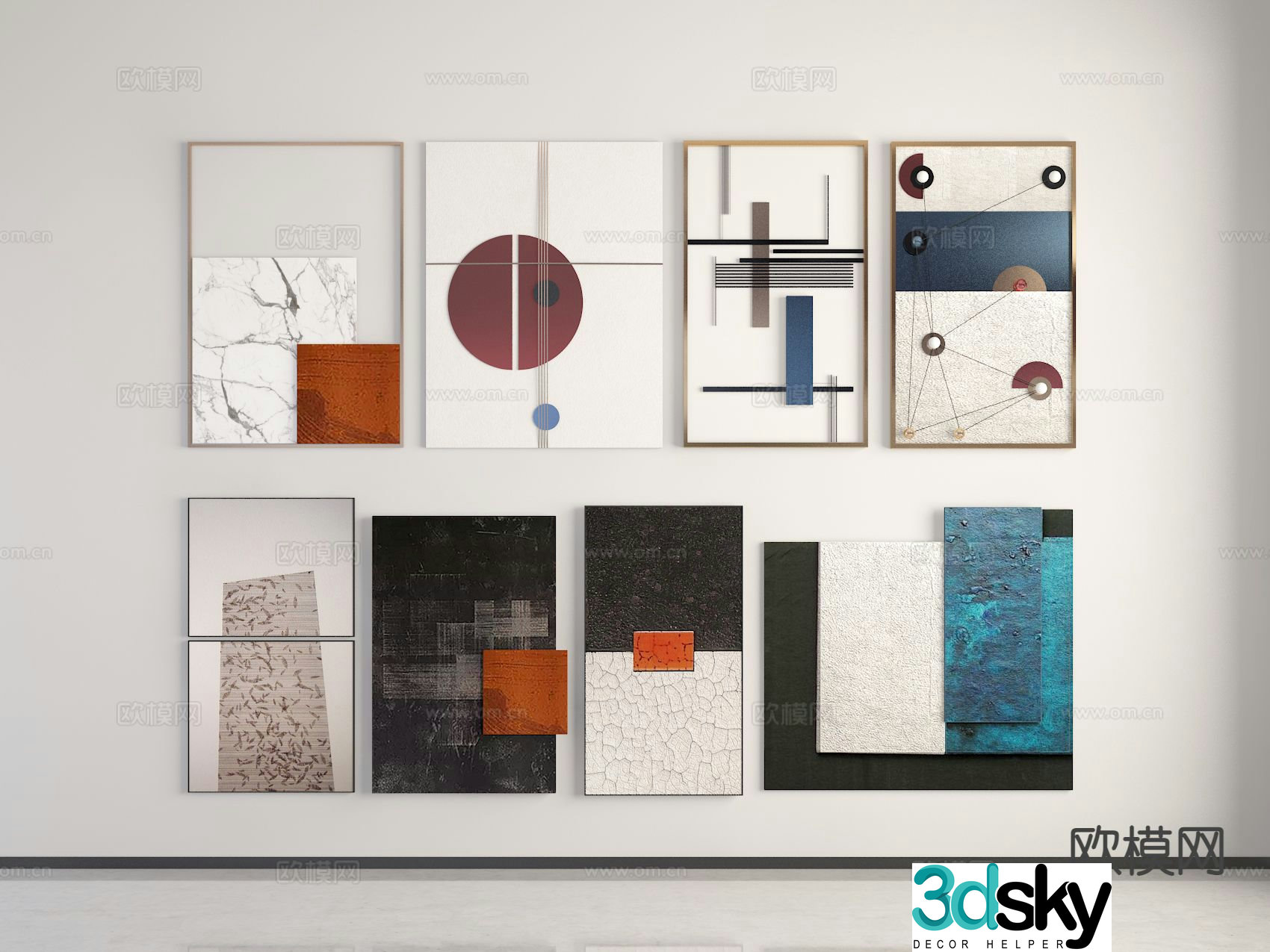 Three-dimensional hanging painting abstract painting decorative painting 3D model
