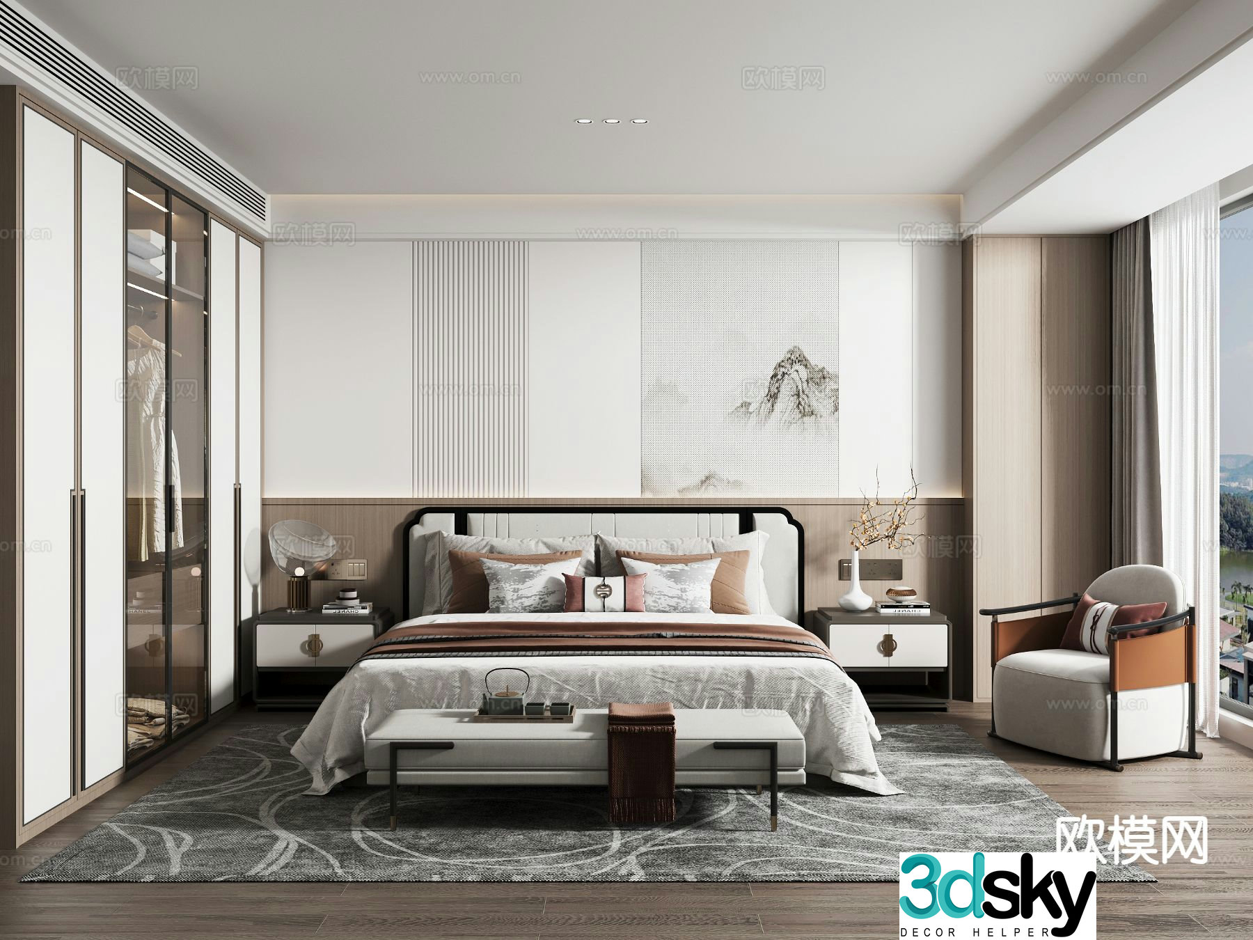 New Chinese style bedroom master bedroom 3d model