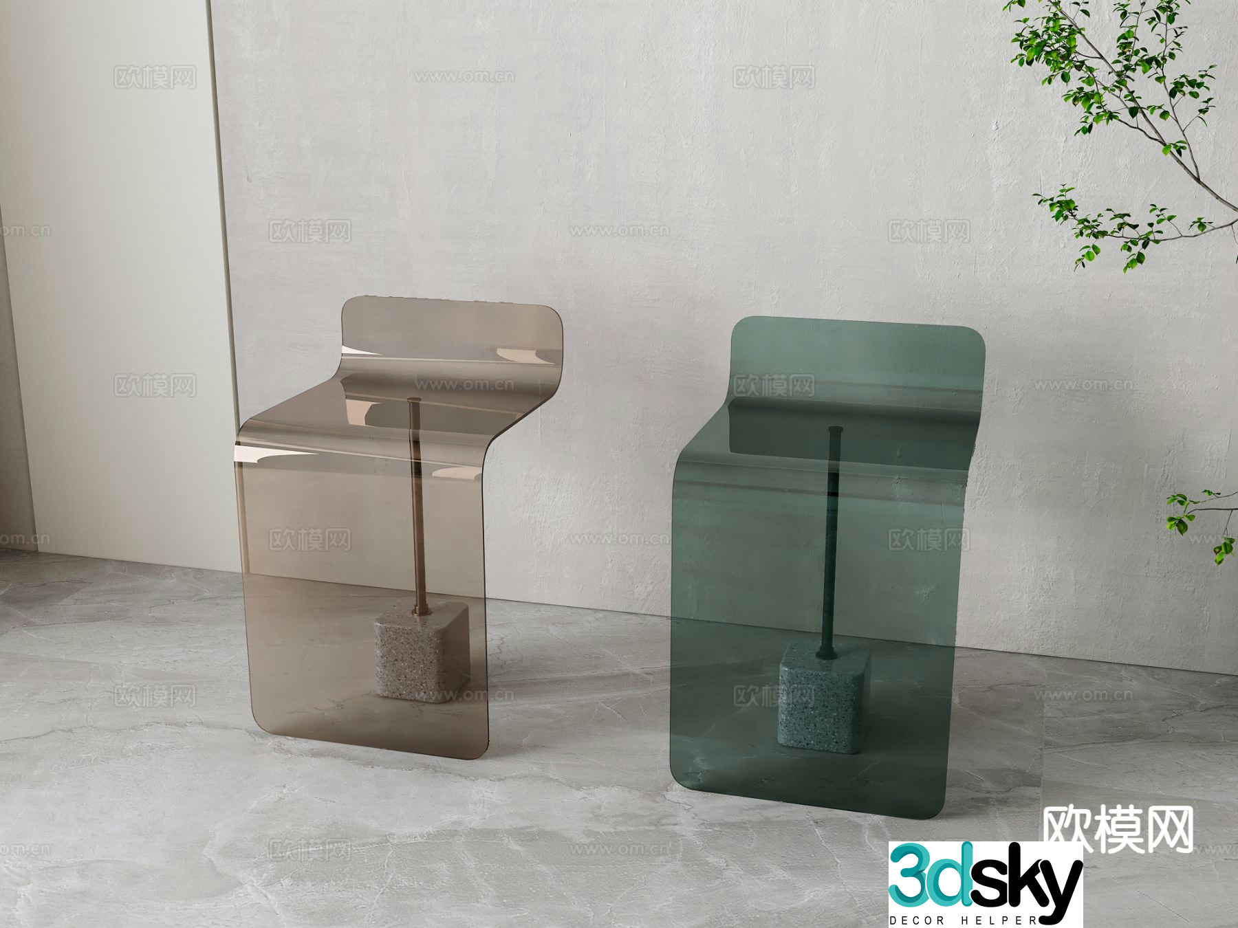 Acrylic bar stool bar stool high stool 3d model