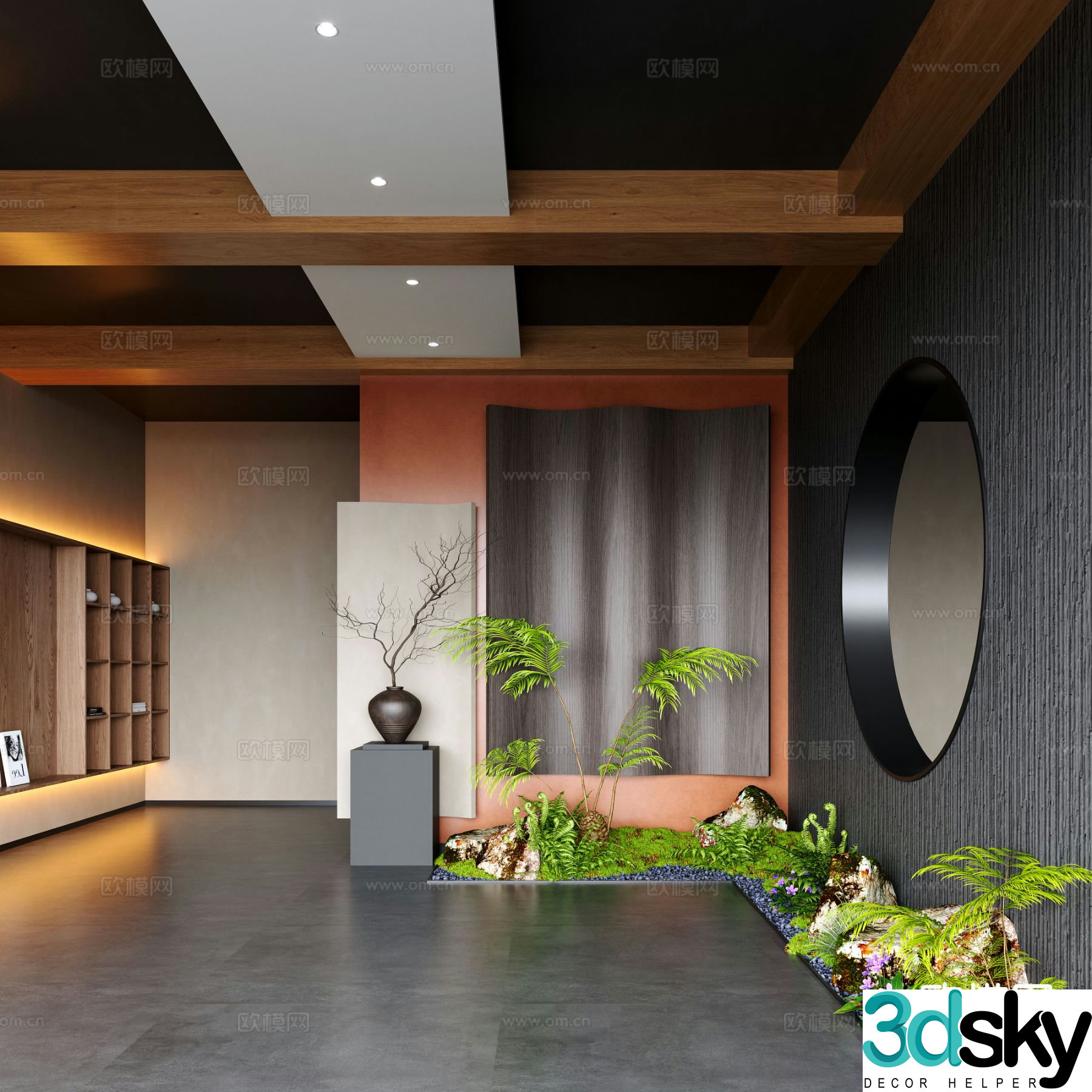 New Chinese style moss landscape landscape sketch indoor landscaping 3d model