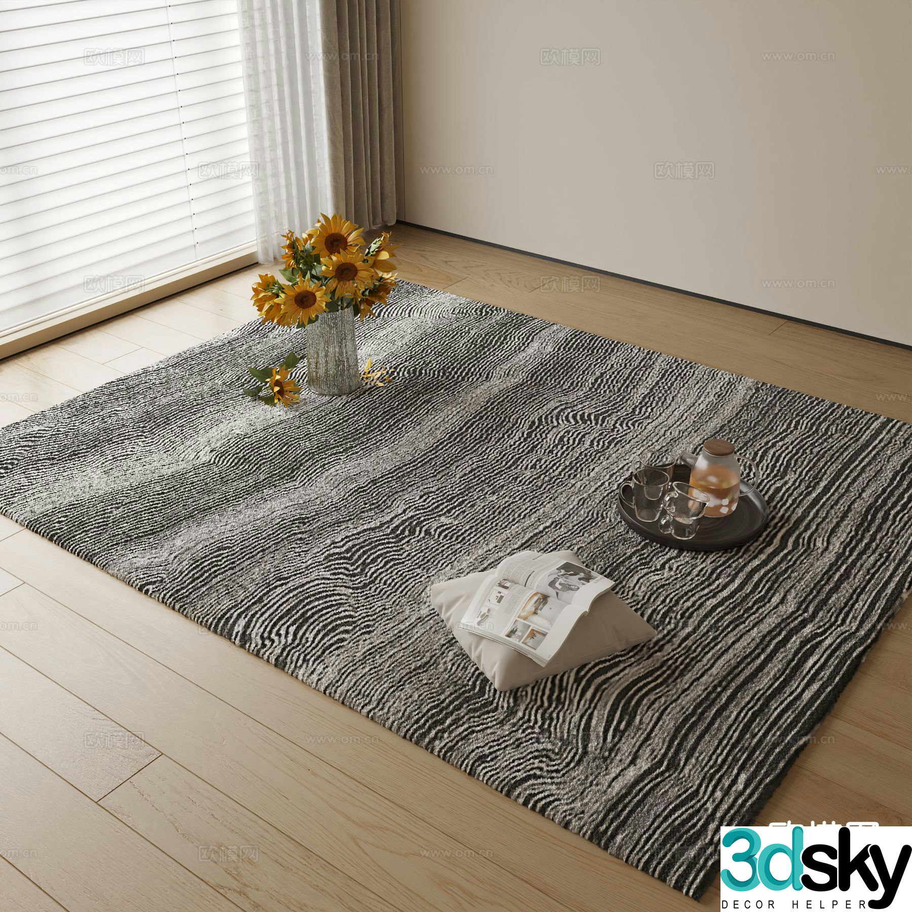 Modern carpet square rug 3d model