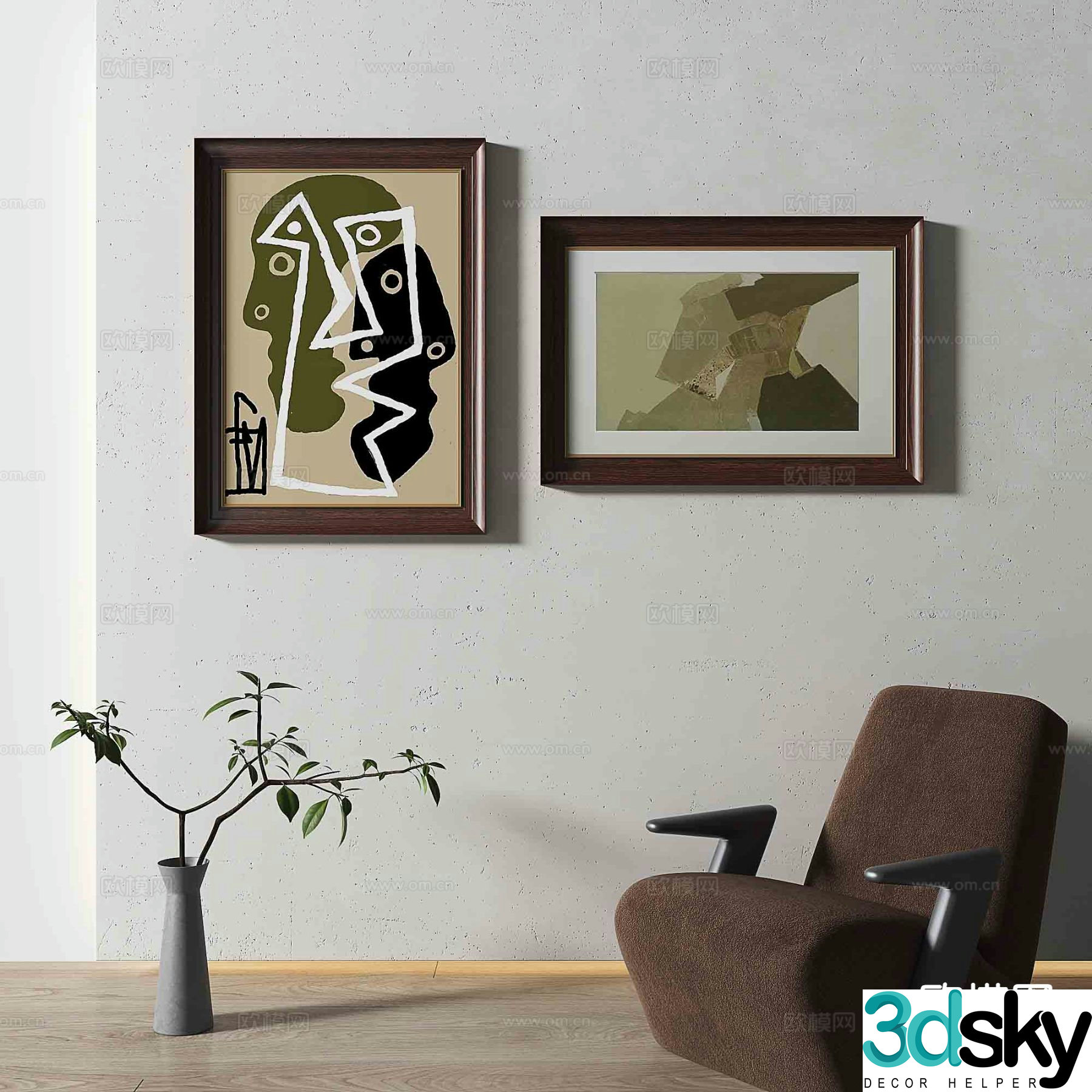 Simple European decorative painting texture painting hanging painting 3D model