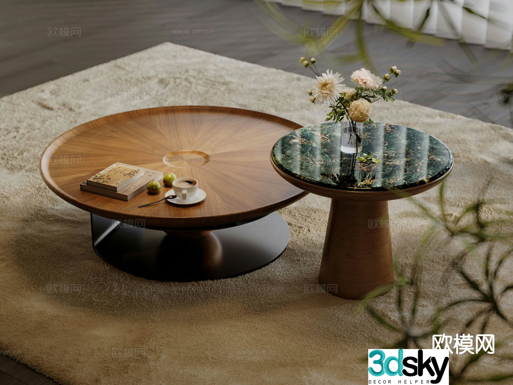 Modern double coffee table 3d model