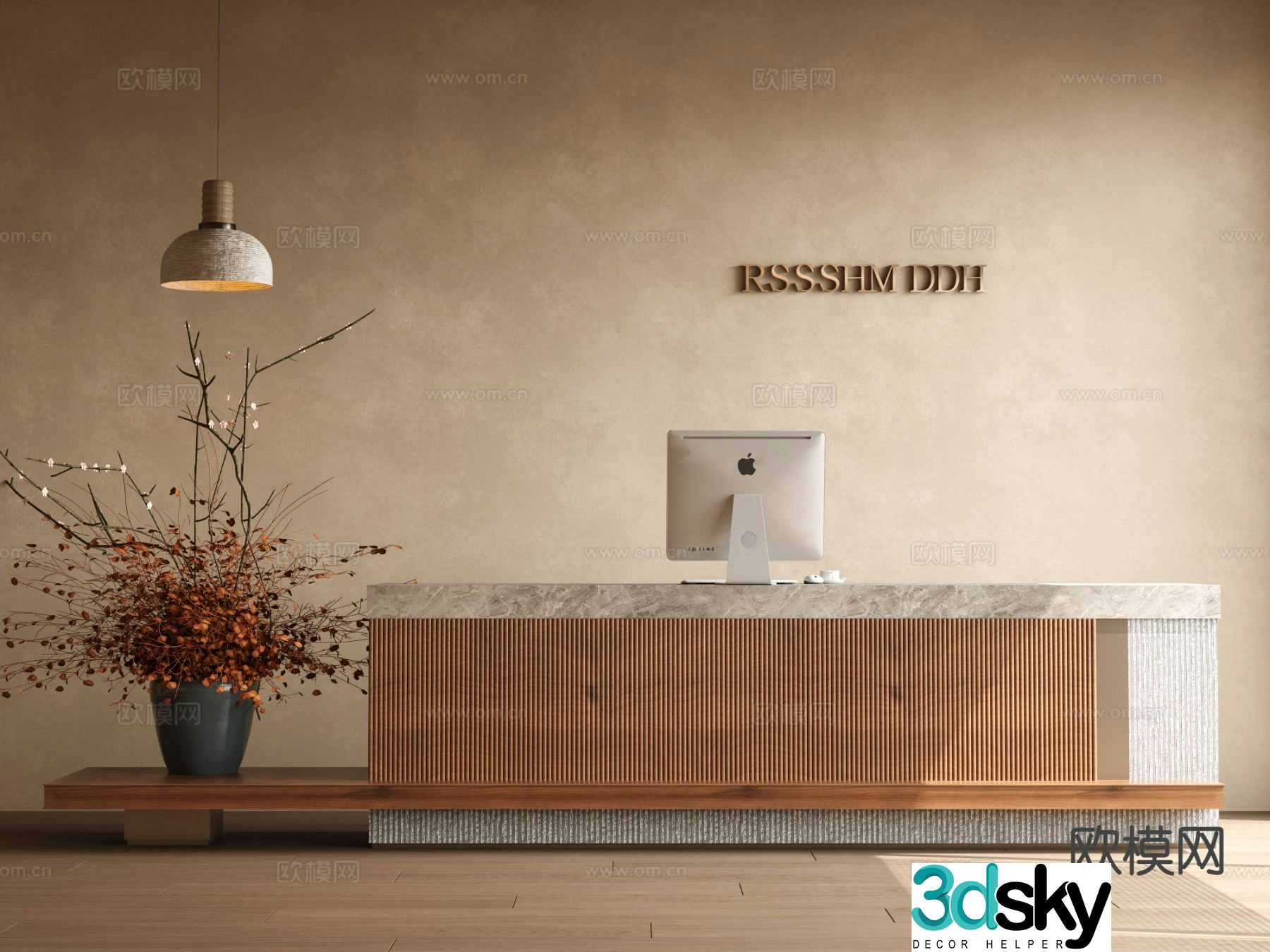Medieval style front desk reception desk service desk cashier 3D model