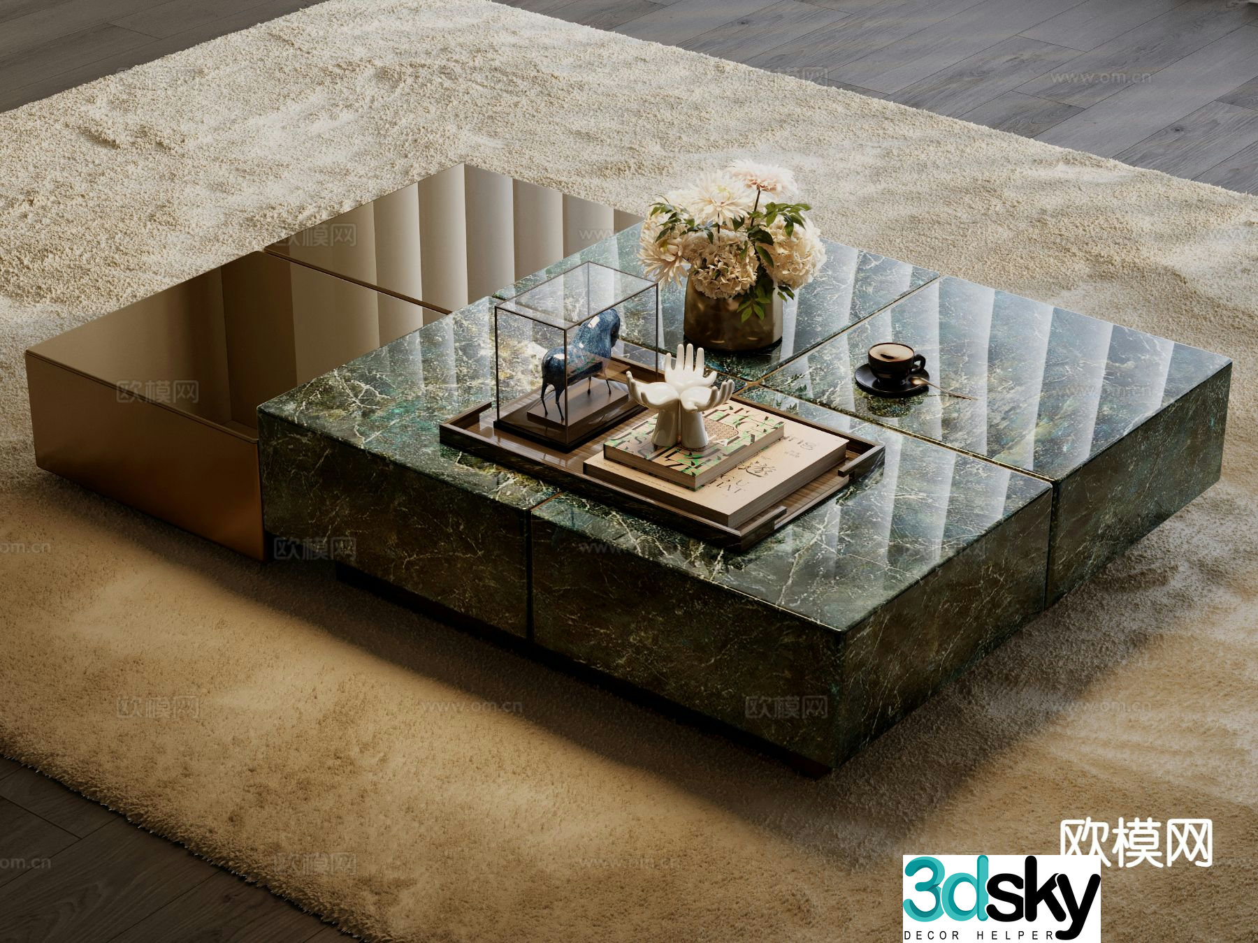 Modern square coffee table 3d model