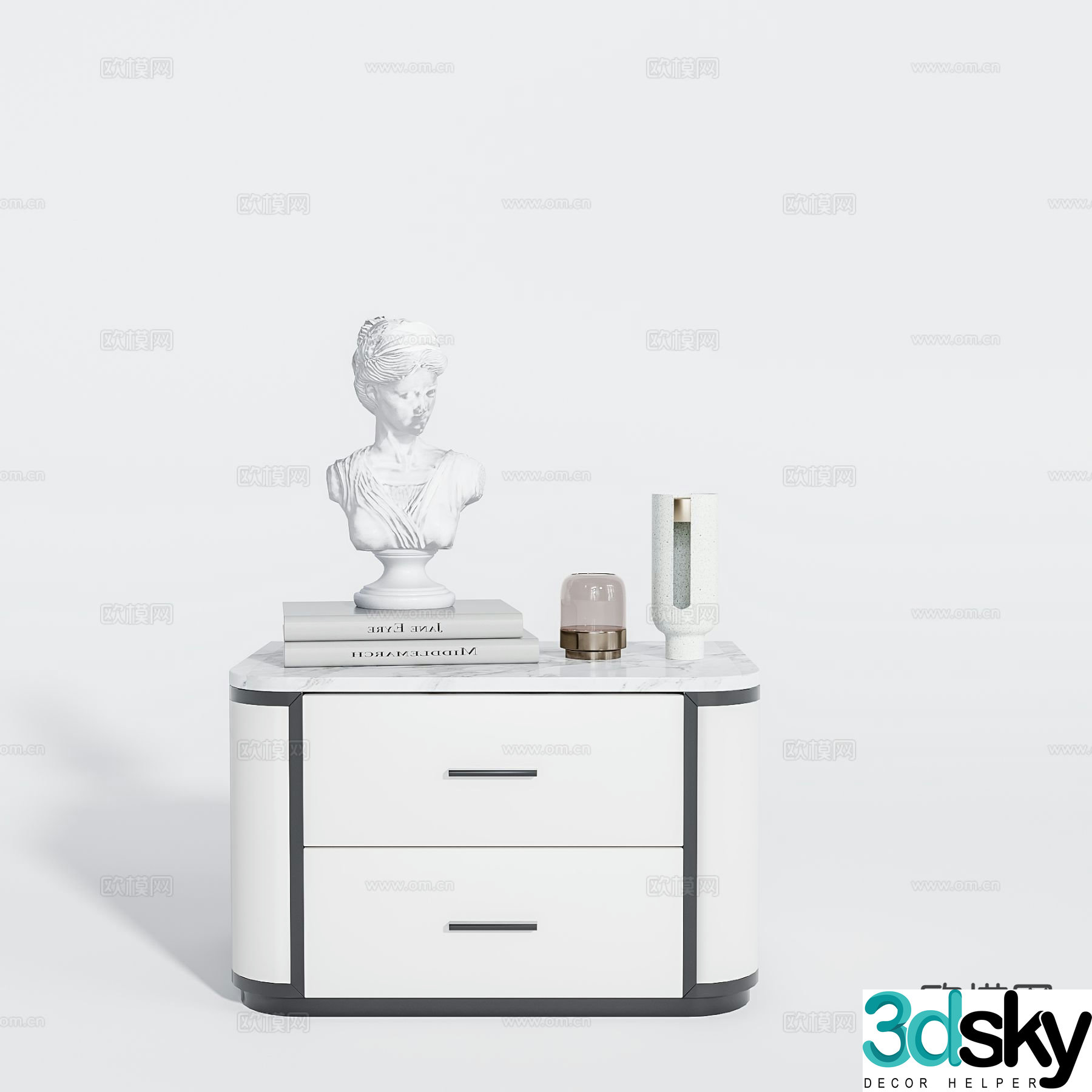 French bedside table 3d model