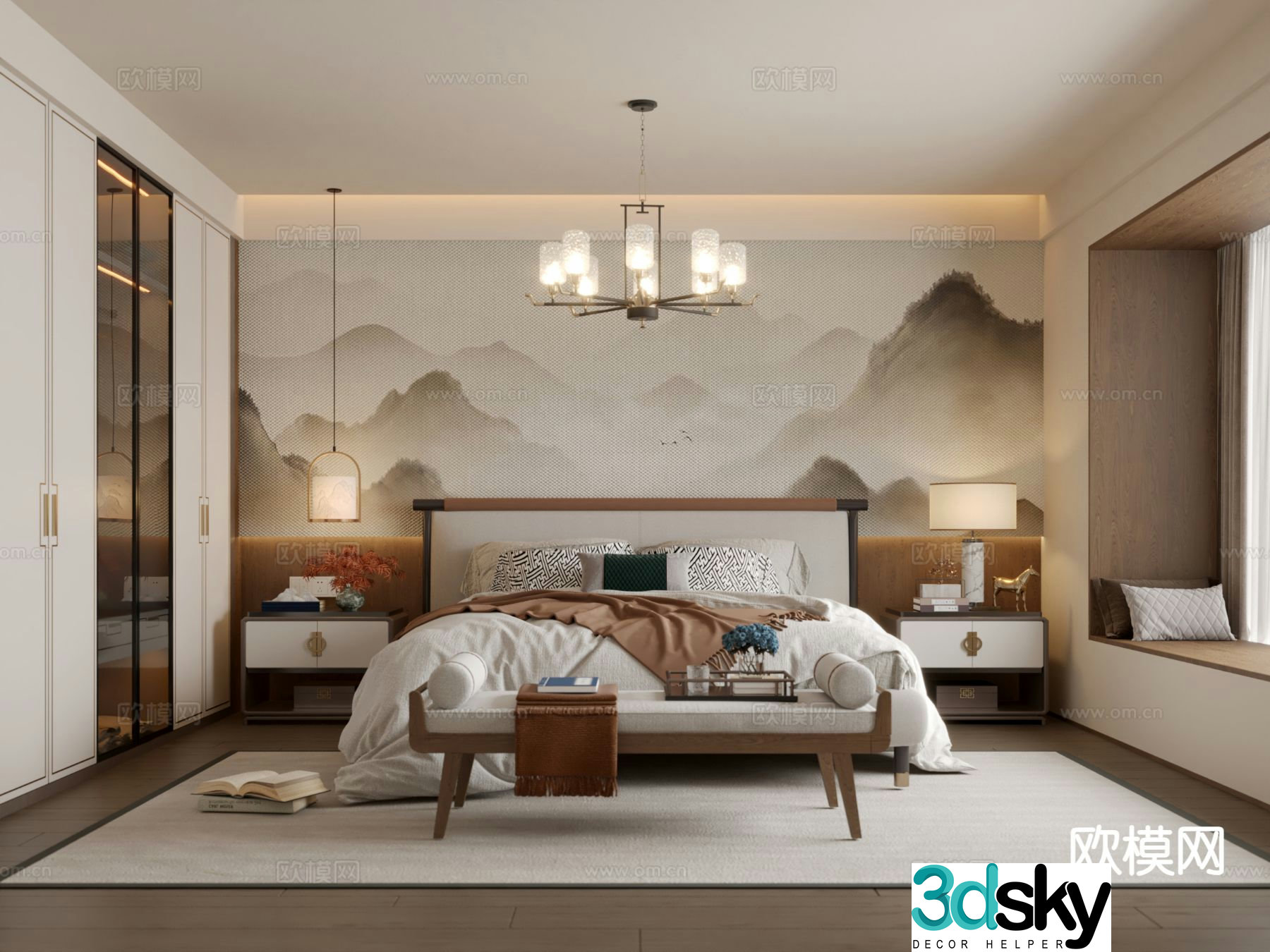 New Chinese style bedroom master bedroom 3d model