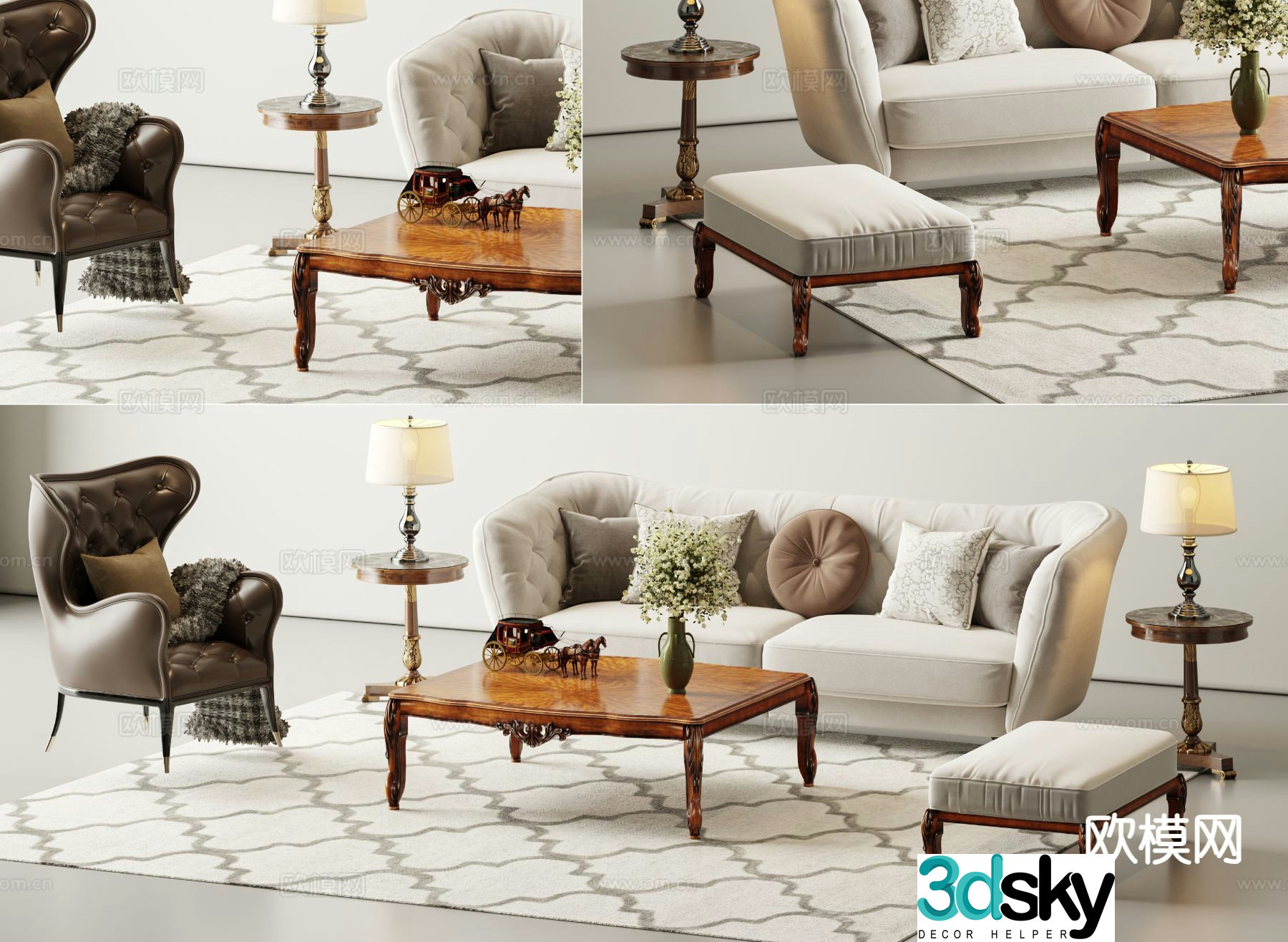 American sofa set 3d model