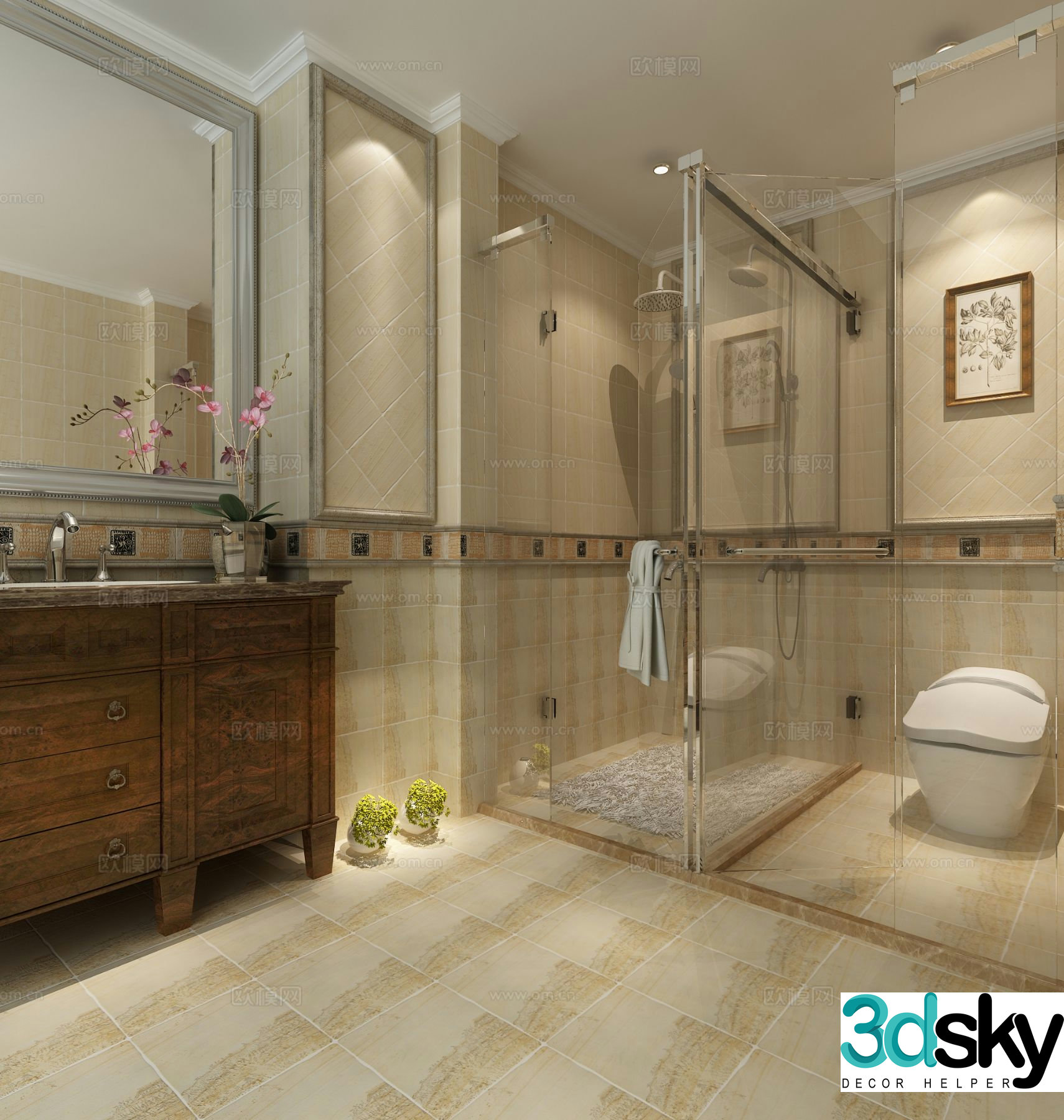 New Chinese style bathroom bathroom 3d model