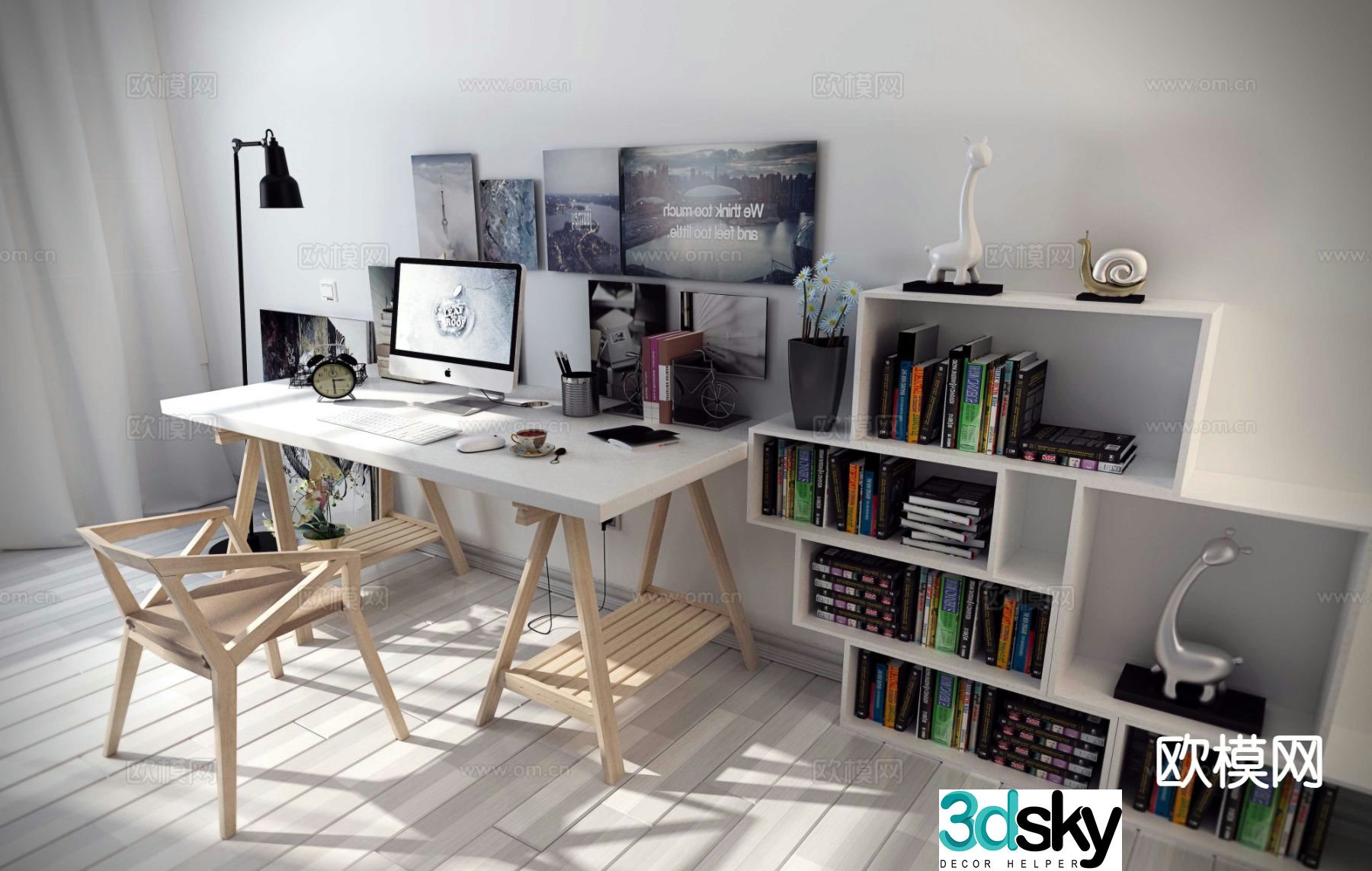 modern desk desk 3d model
