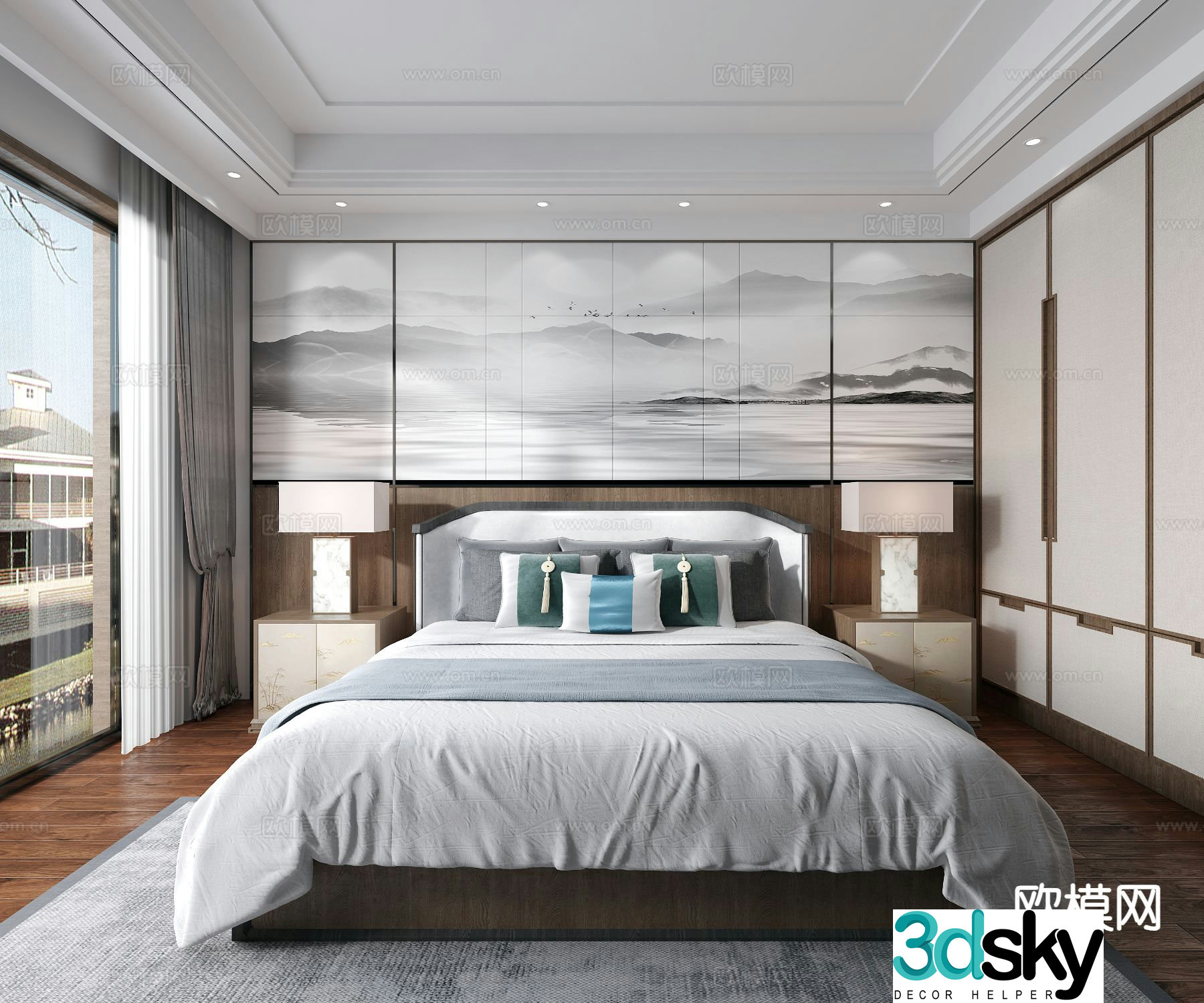 New Chinese style bedroom master bedroom 3d model