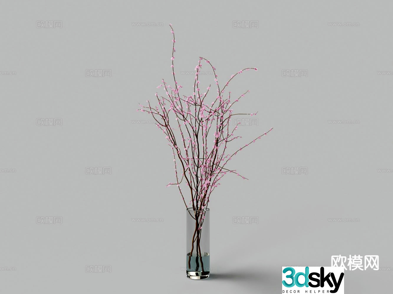 vase flowers plum blossom flower arrangement 3d model