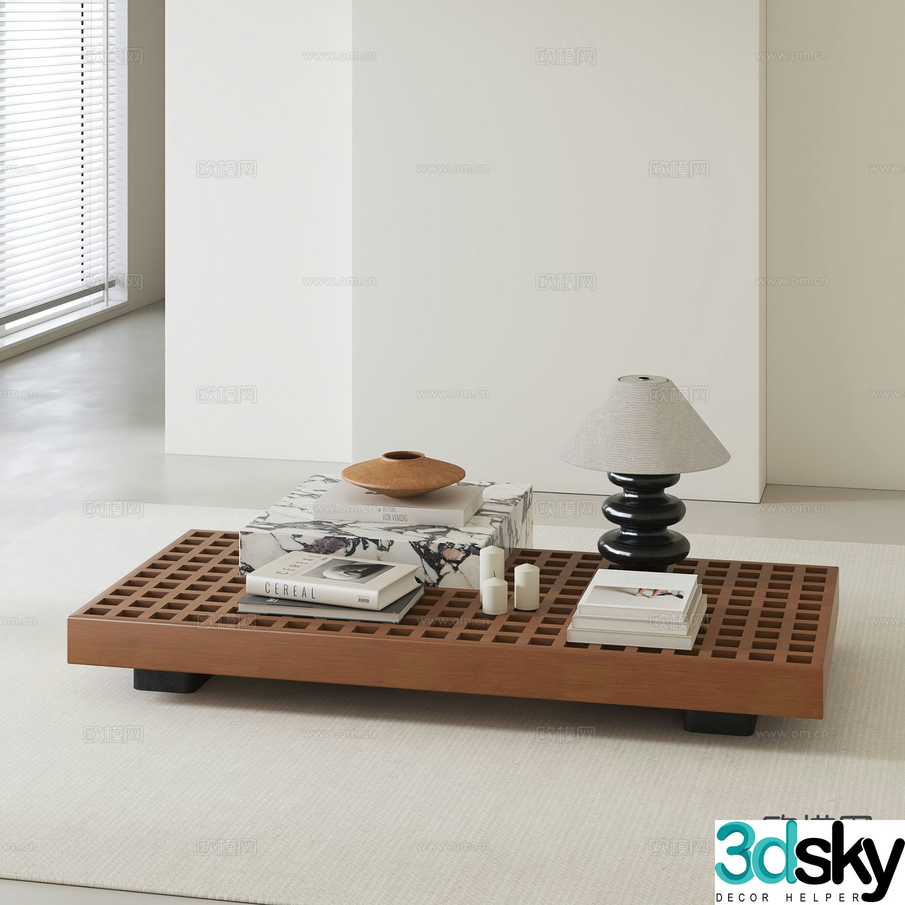 Medieval style solid wood coffee table 3D model