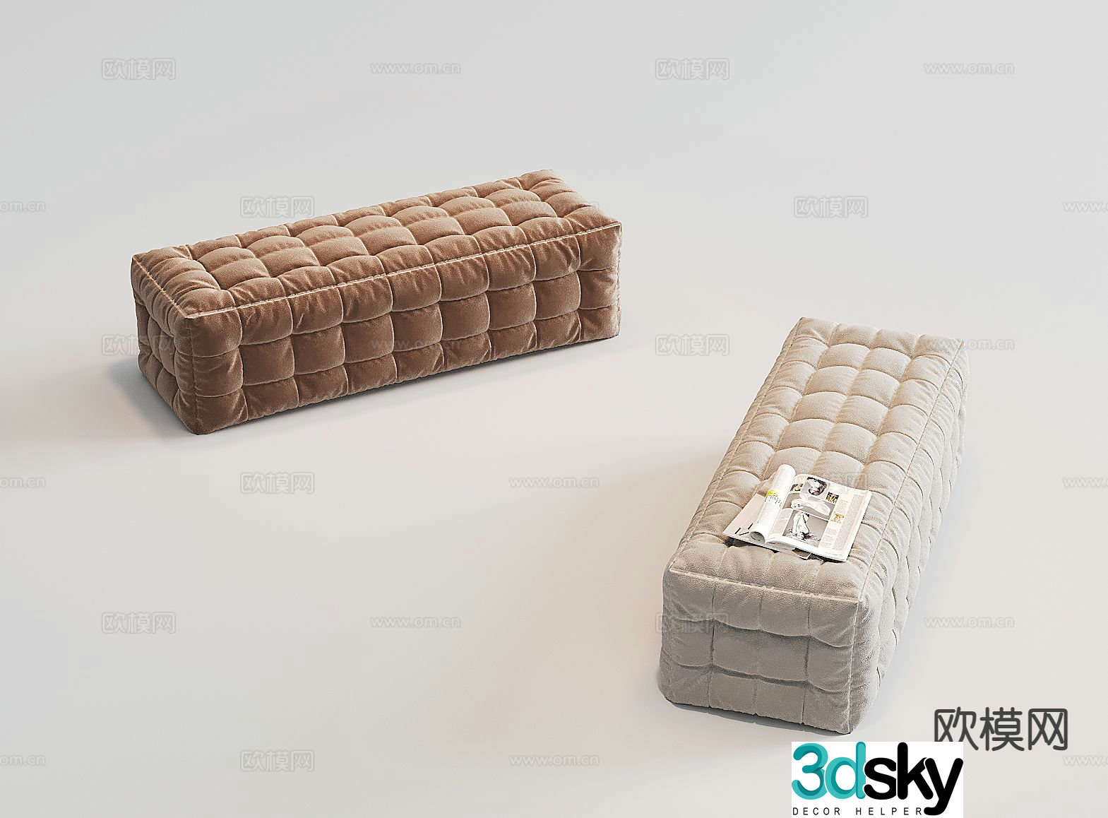 French sofa stool 3d model