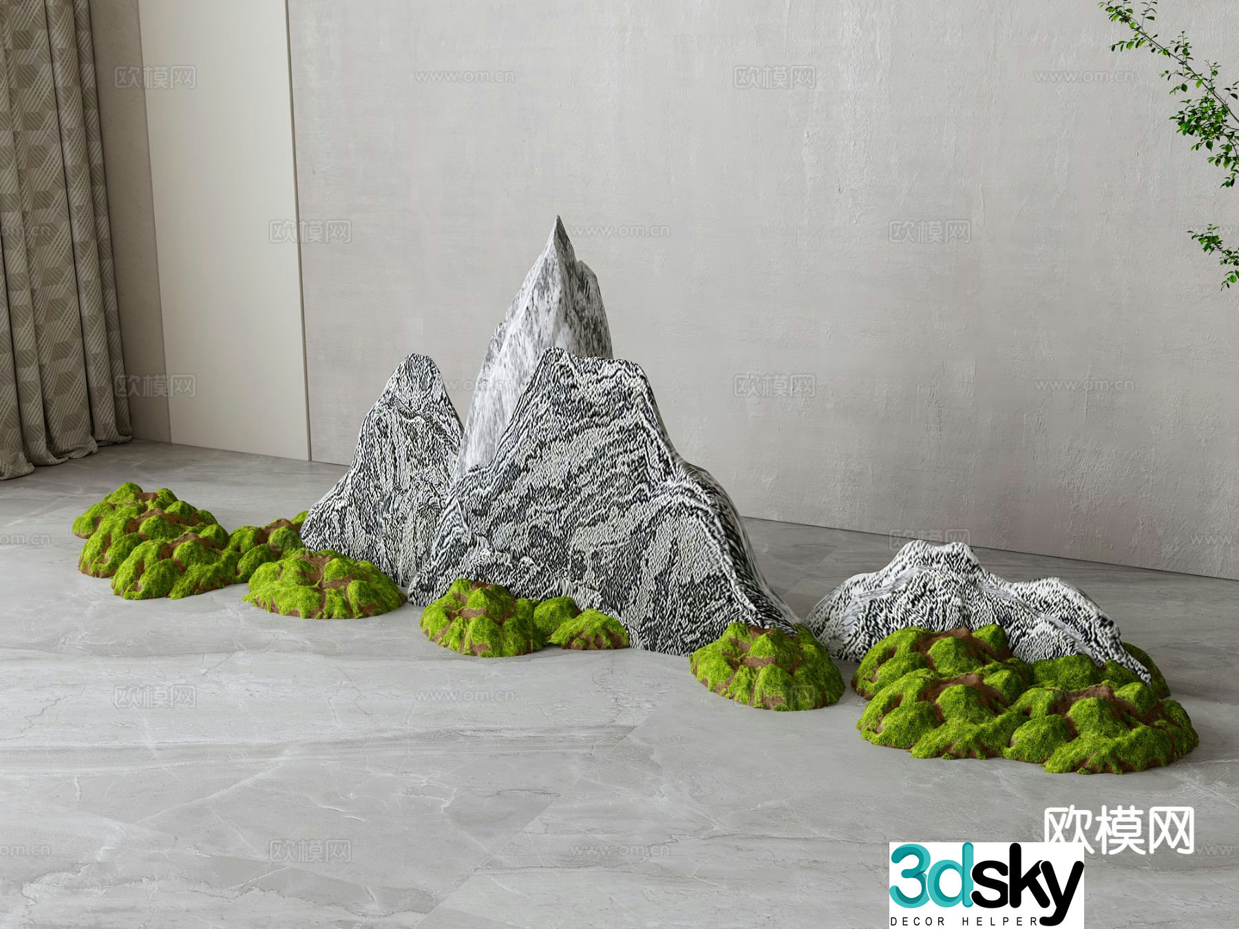 New Chinese style stone rockery landscape stone 3d model
