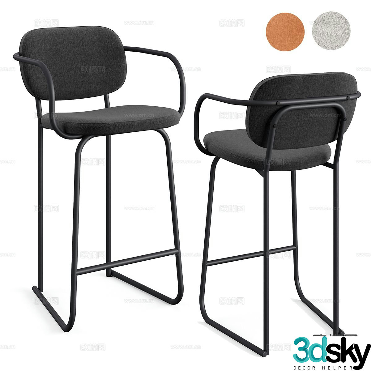 Modern bar stool bar stool high stool 3d model