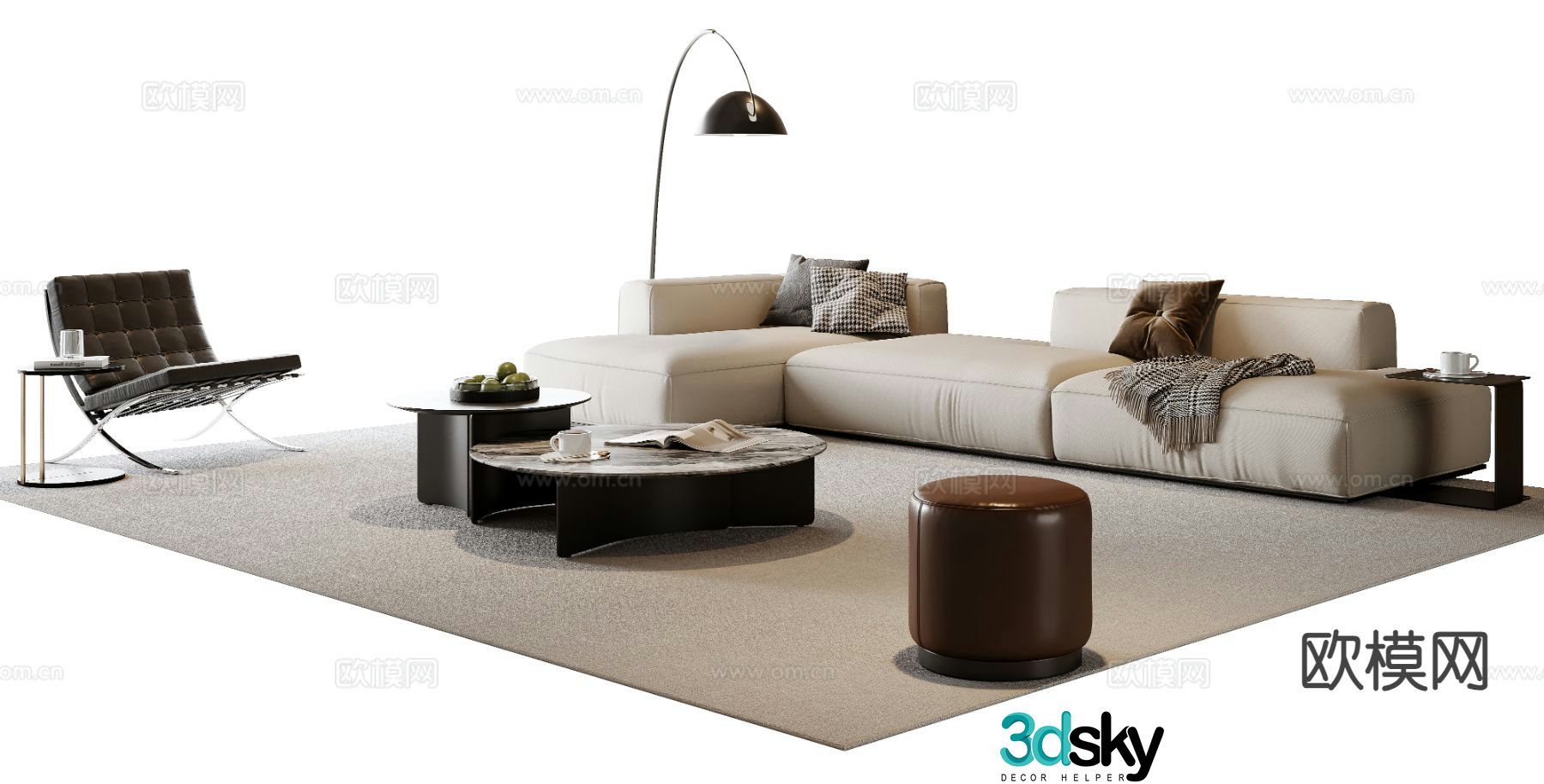 Modern modular sofa corner sofa 3d model