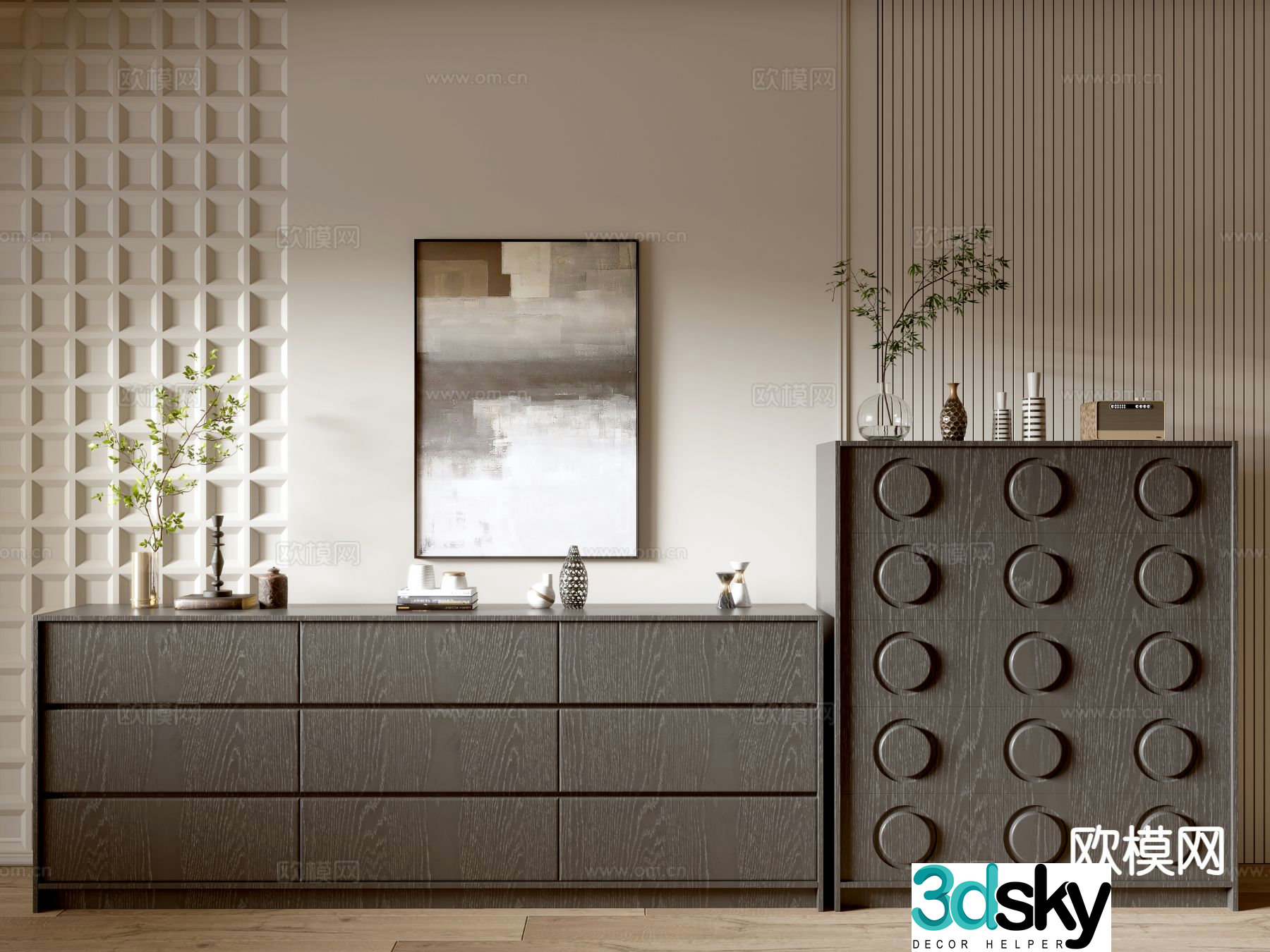 Modern entryway cabinet drawer 3d model