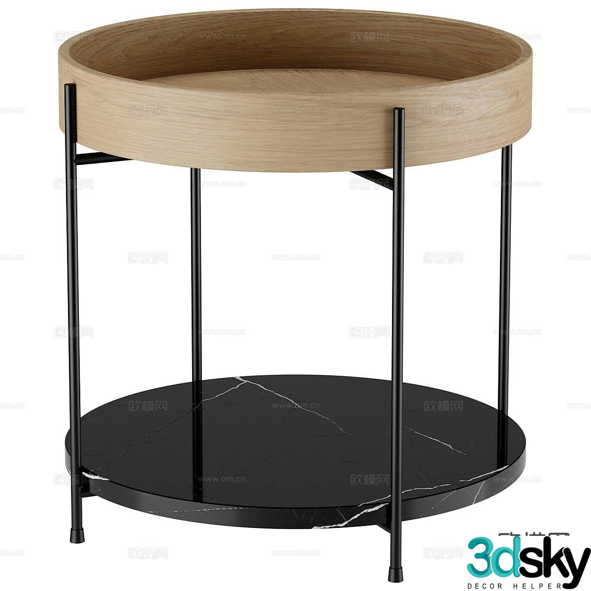Modern corner table side table round table 3D model