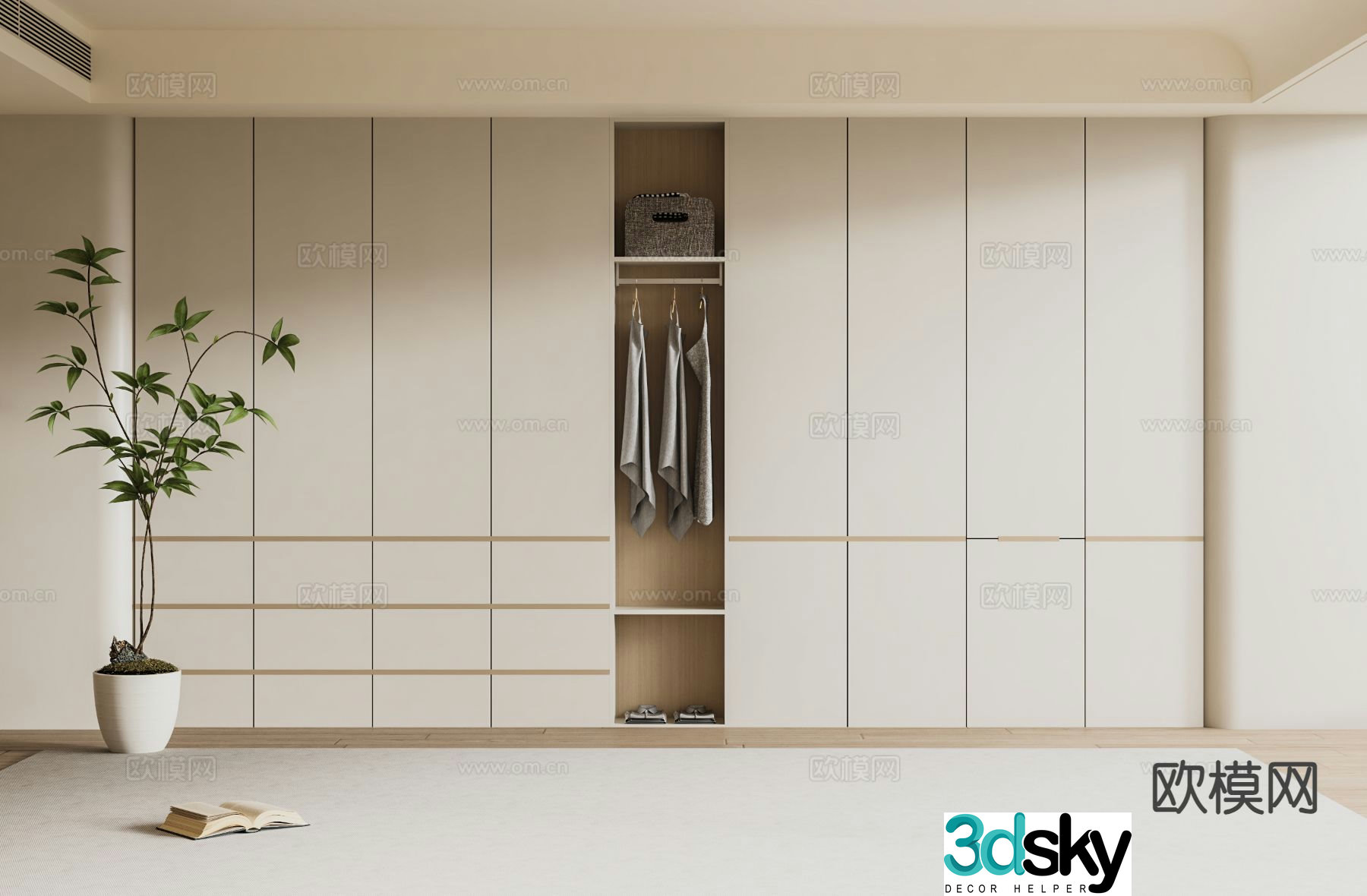 Cream style wardrobe wardrobe 3d model