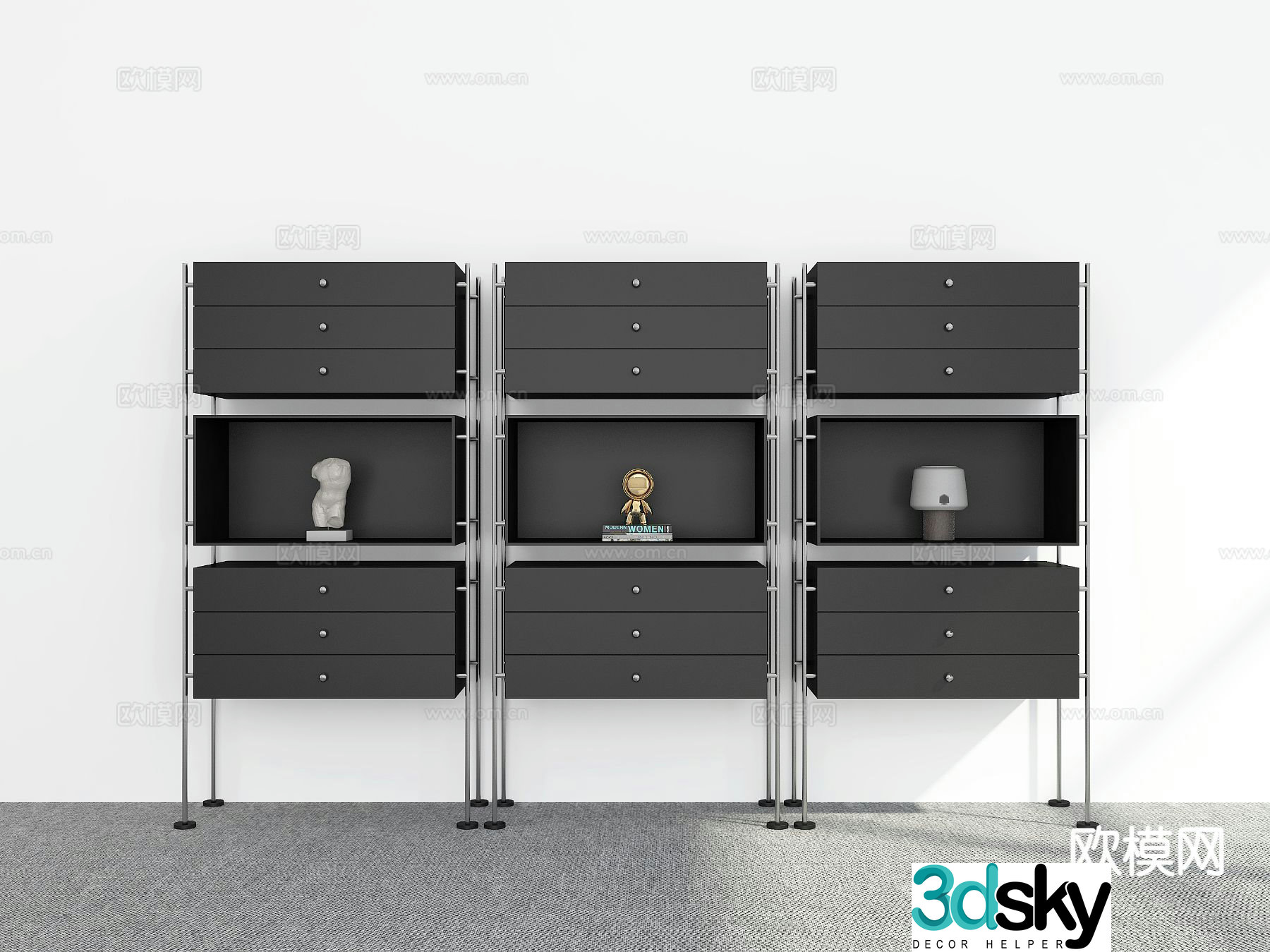 Modern bookcase display cabinet 3d model