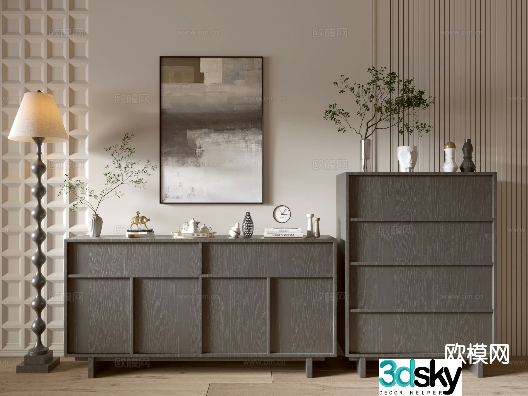 Modern Drawer Cabinet Entry Cabinet 3D Model