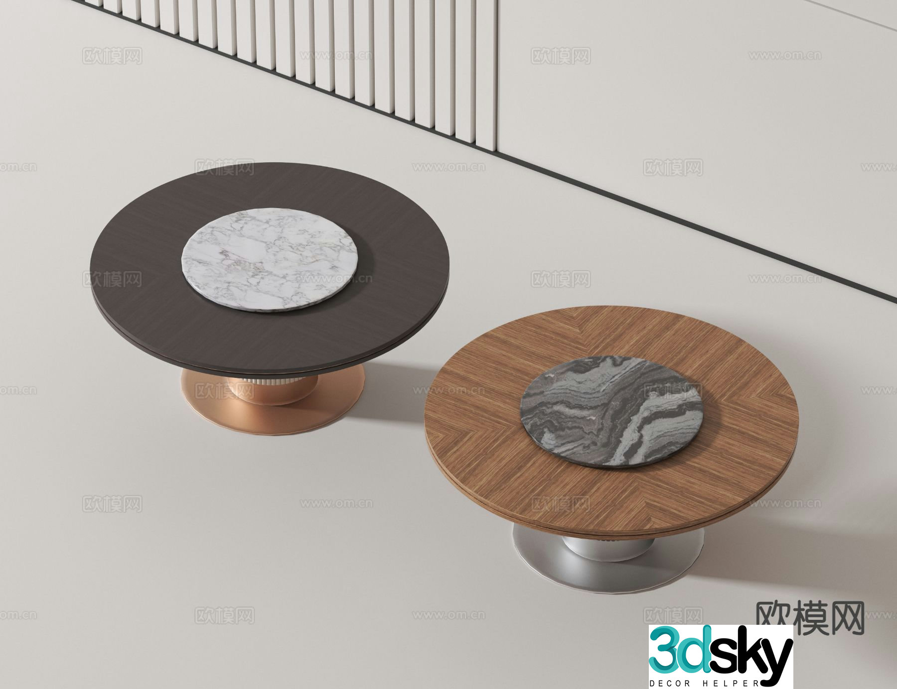 Modern round dining table 3d model