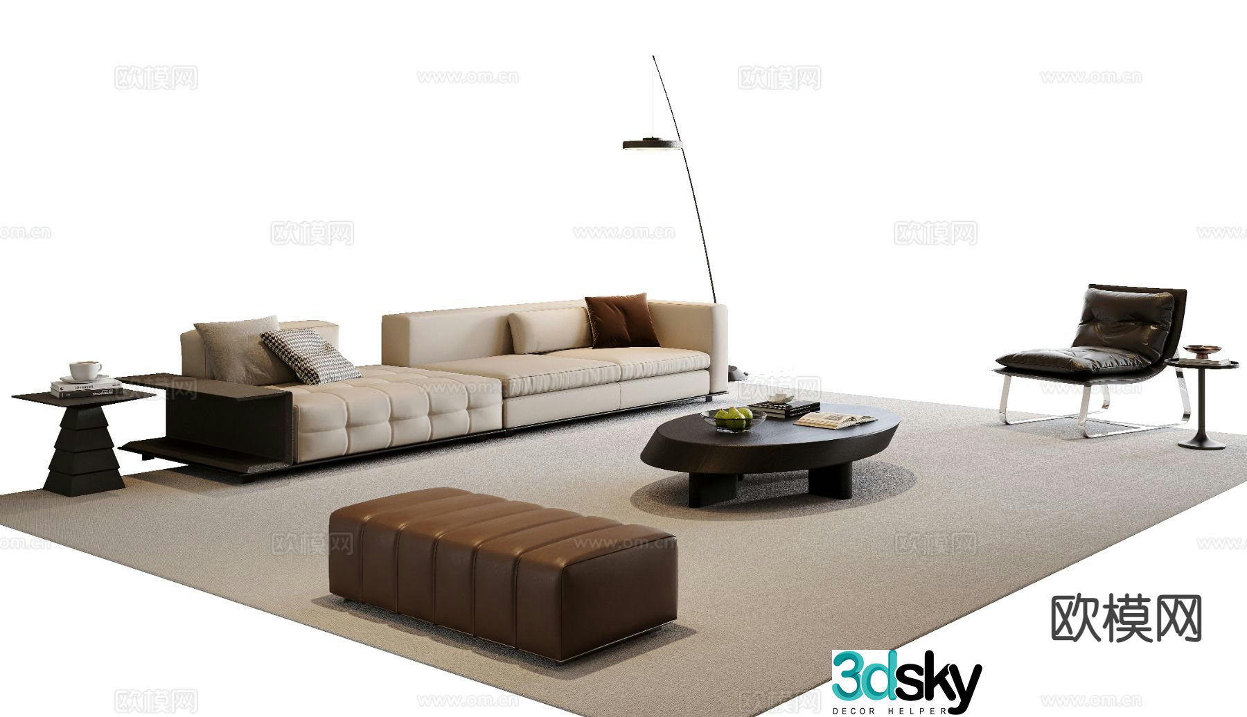 Italian sectional sofa 3d model