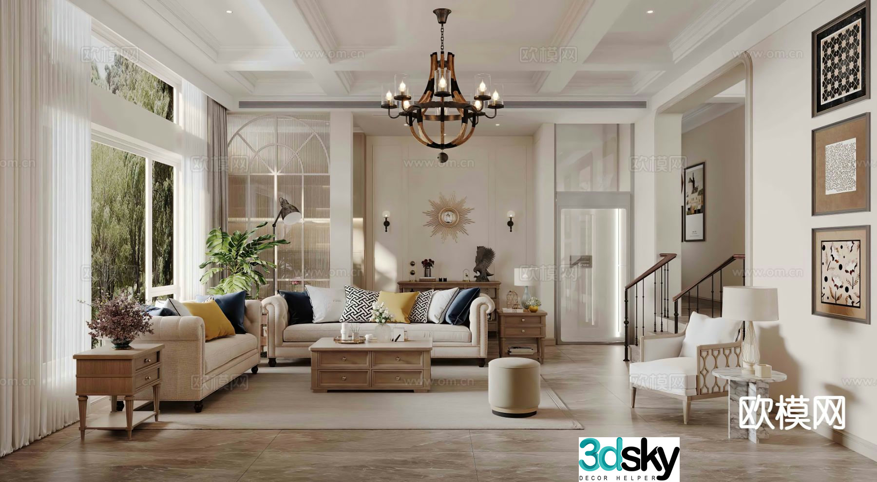 American living room 3d model