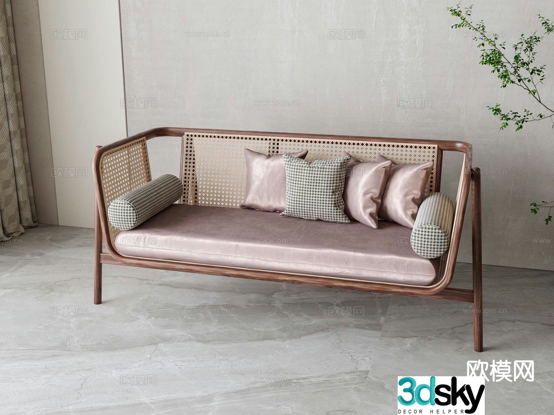 Double sofa arm sofa 3d model
