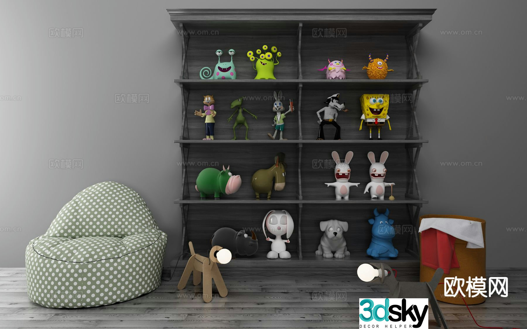 Modern children’s cabinet toy cabinet 3d model