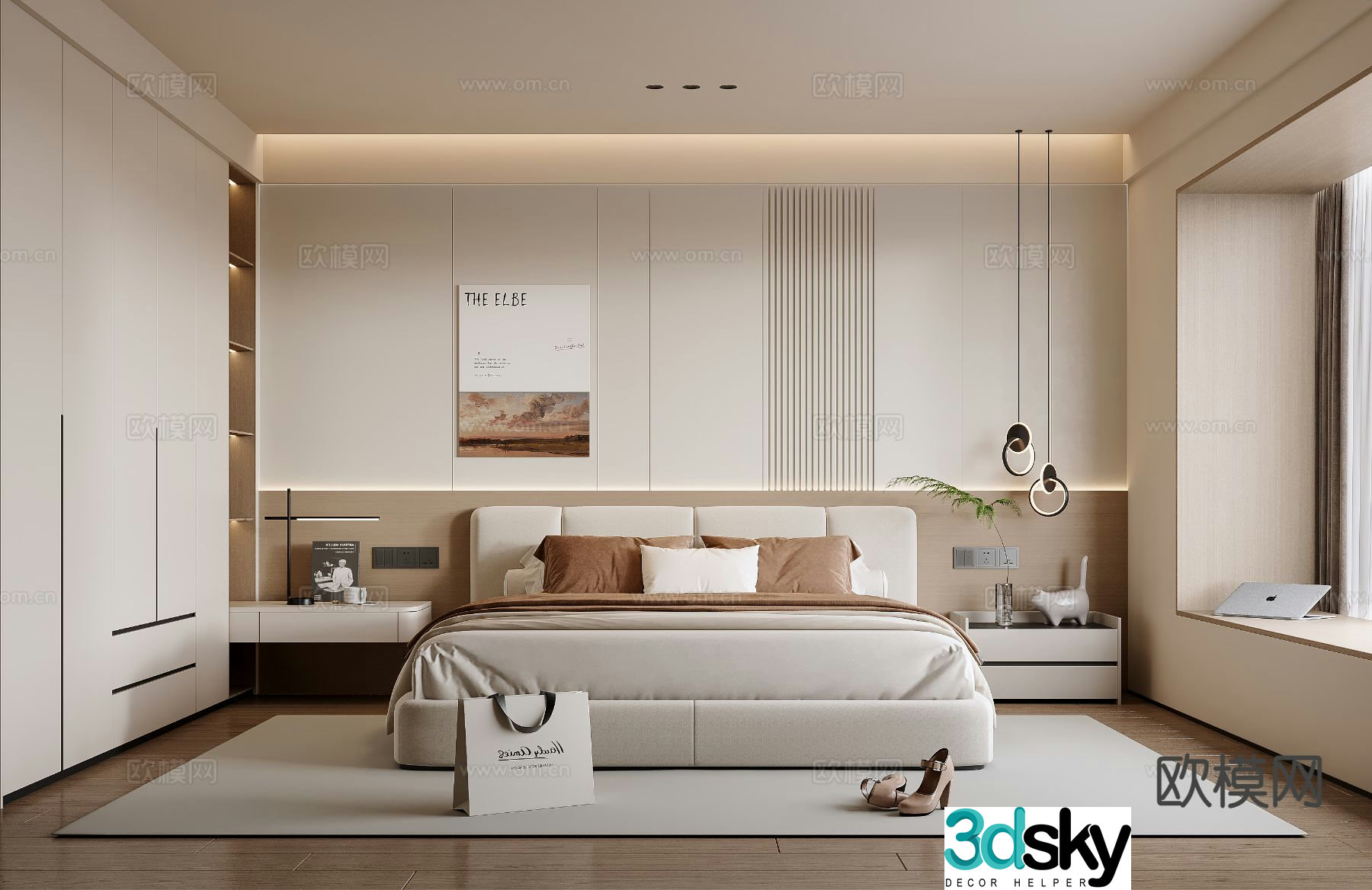 Cream style bedroom master bedroom 3d model