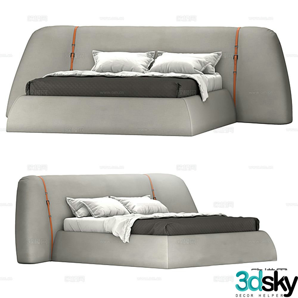 Modern double bed 3d model