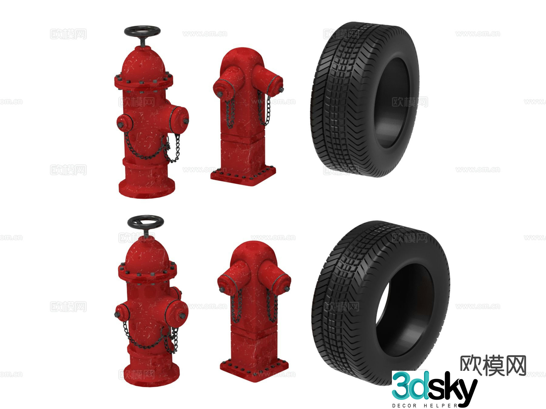 tire outdoor fire hydrant 3d model