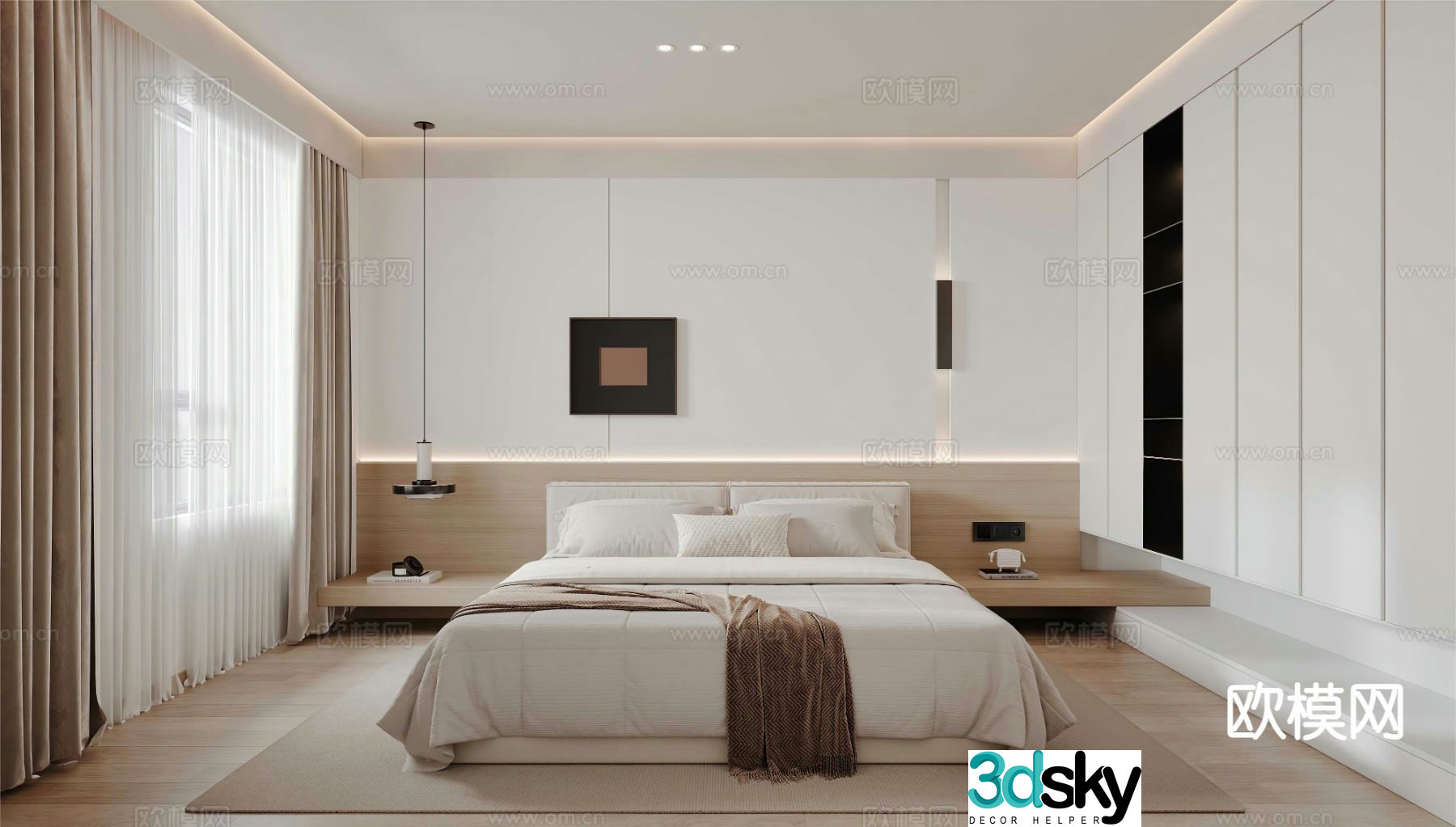 Modern bedroom master bedroom 3d model